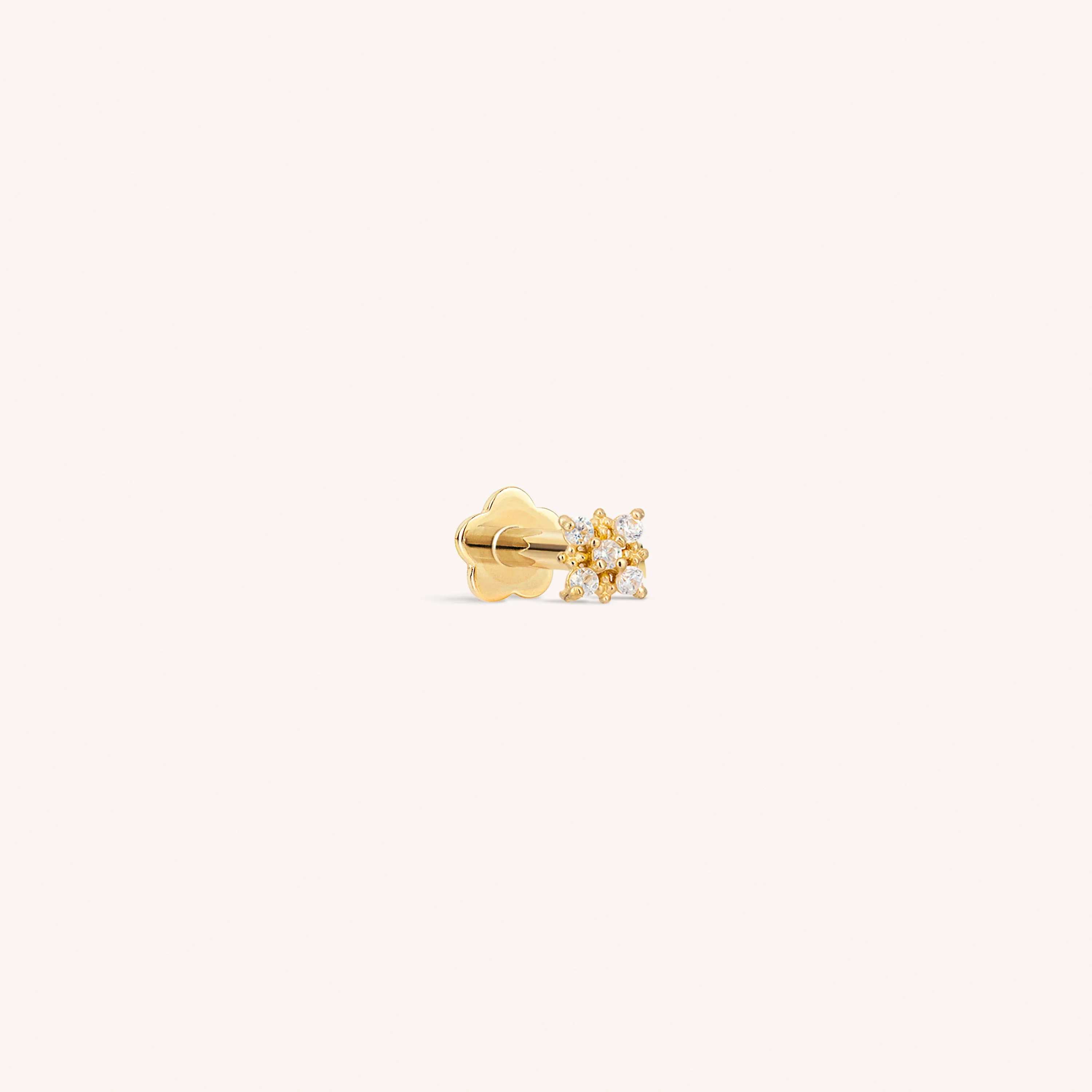 14K Solid Gold Mini Flower Threaded Labret Earring