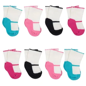 8-Pack Baby Girls Mary Janes Wiggle Proof Socks