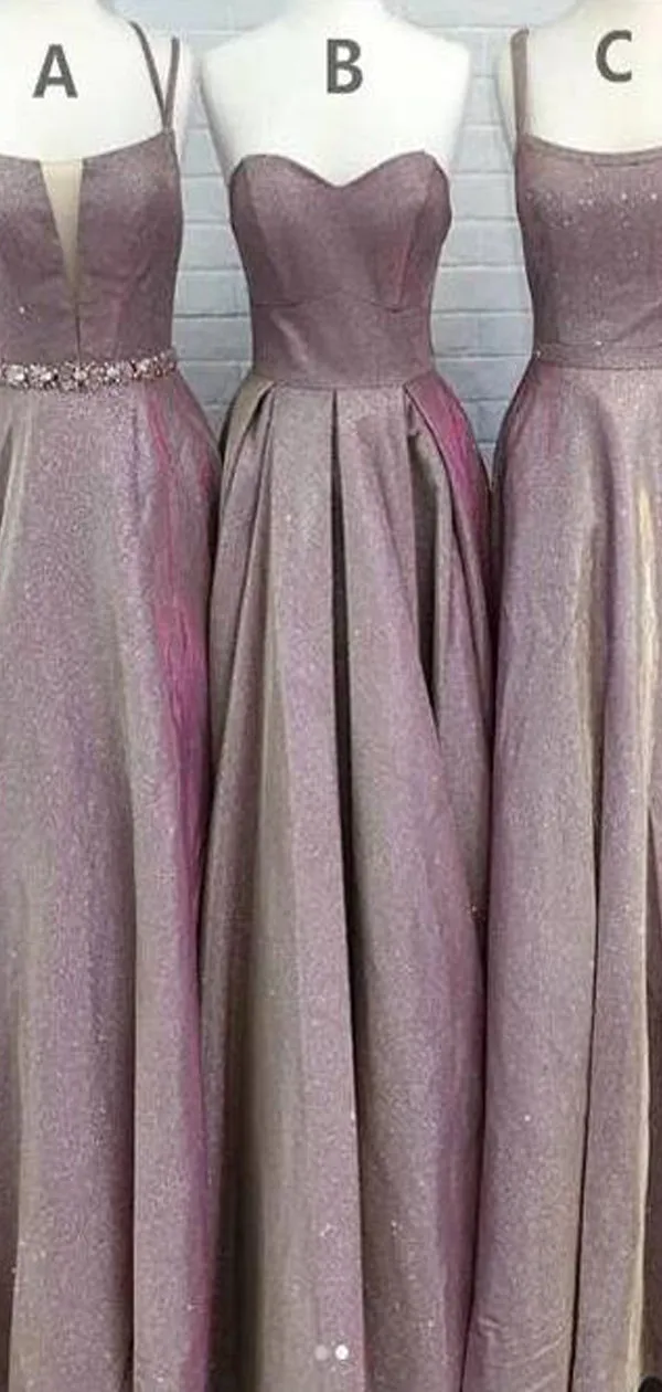 A-line  Long Modest Prom Dresses, Gorgeous Newest Mismatched Bridesmaid Dresses,PD1021