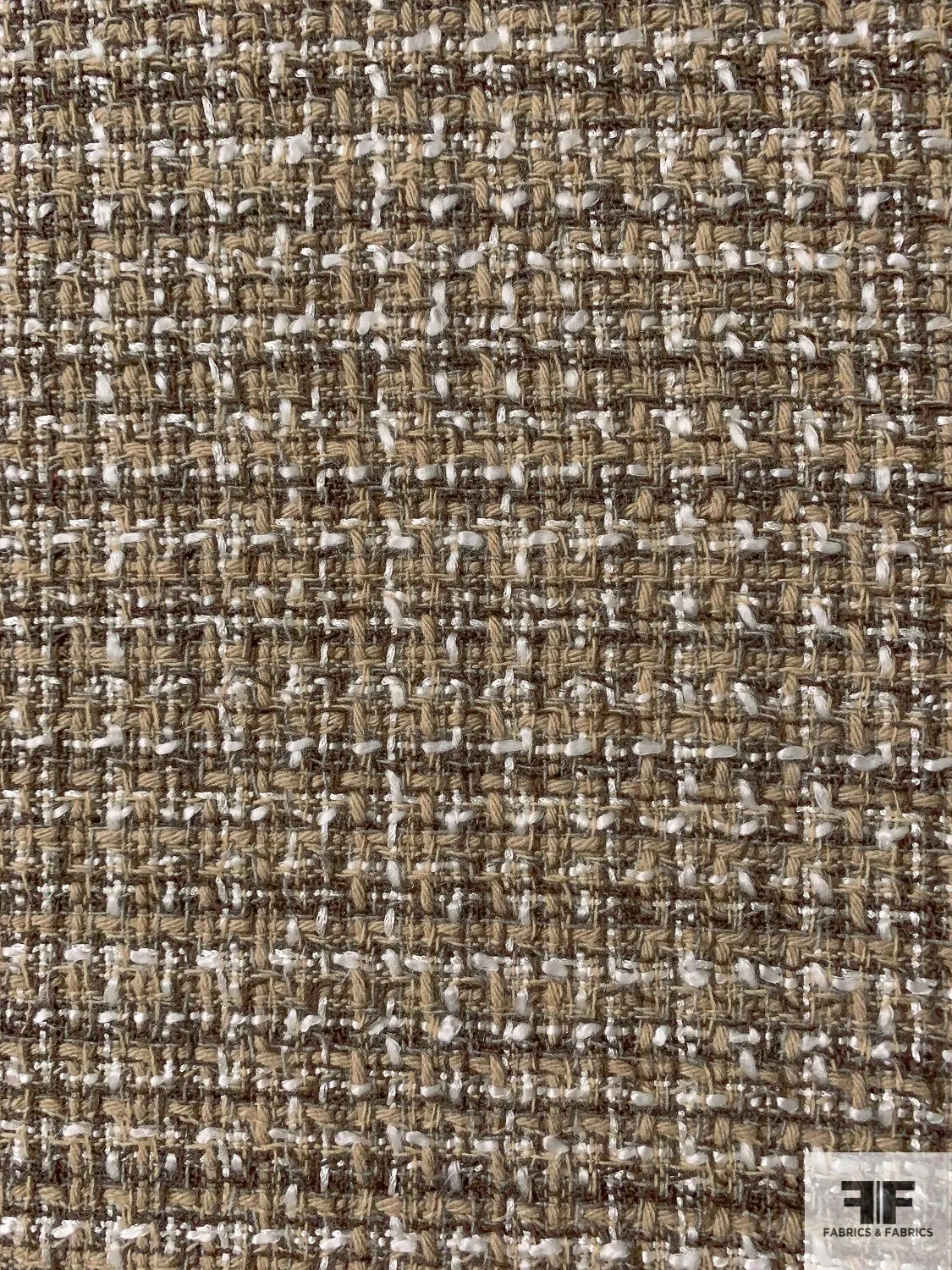 Acrylic Blend Tweed Suiting - Beige / Off-White / Earthy Brown