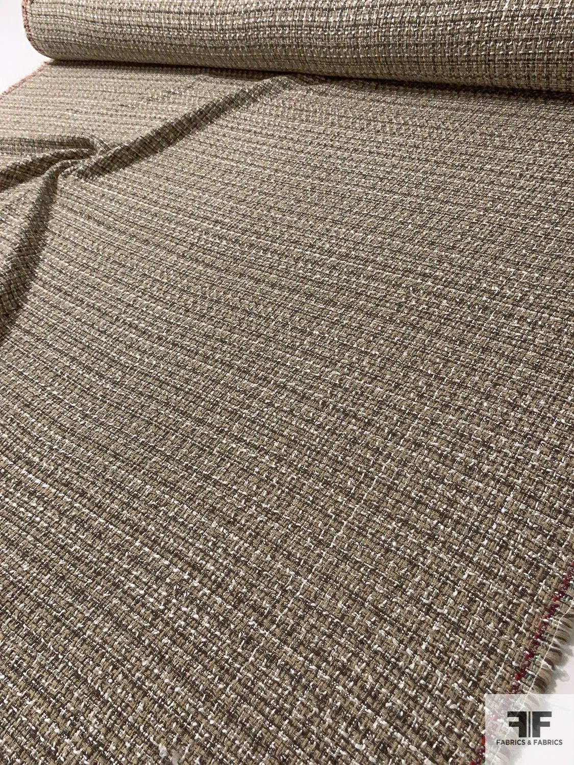 Acrylic Blend Tweed Suiting - Beige / Off-White / Earthy Brown