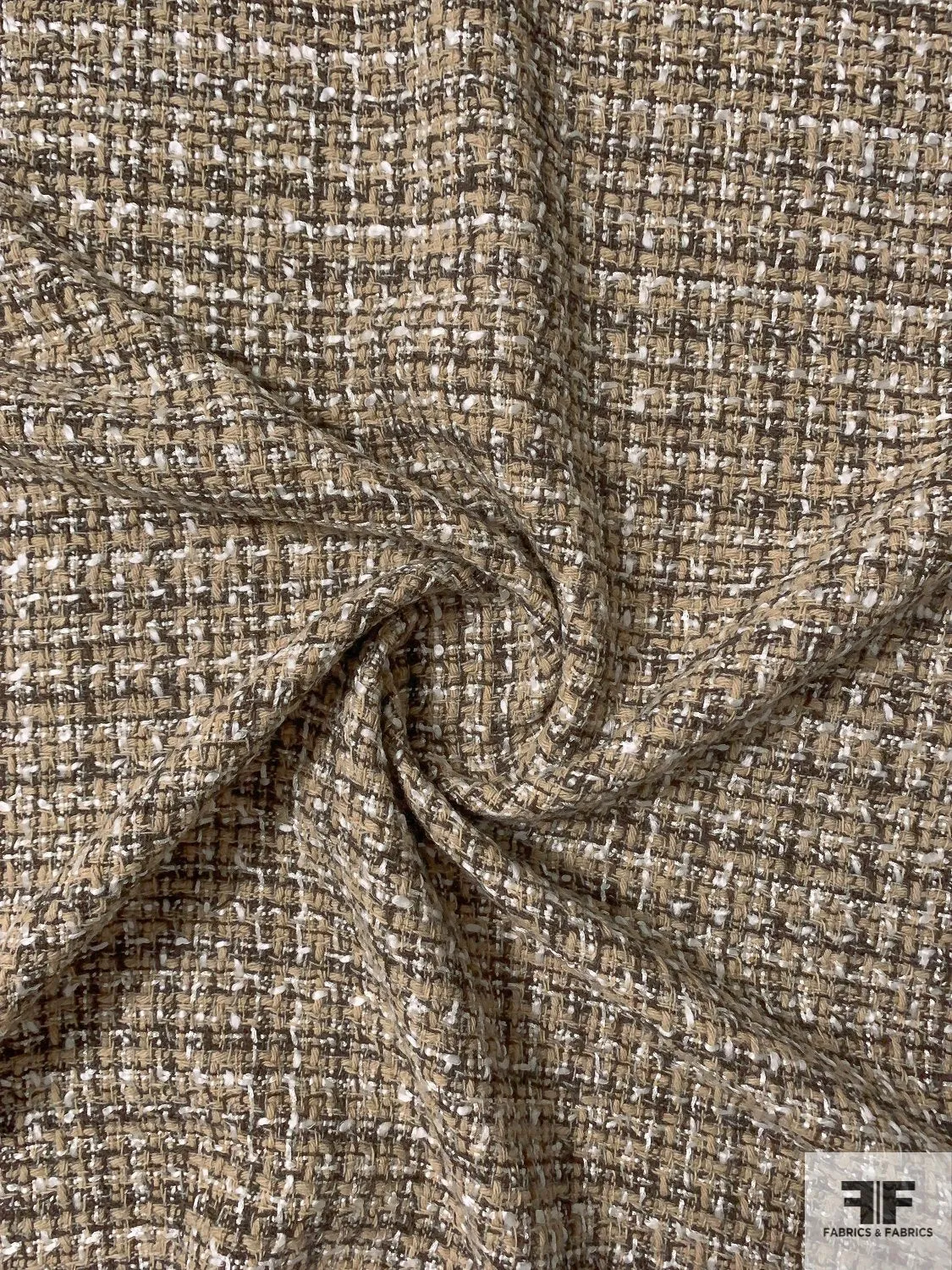 Acrylic Blend Tweed Suiting - Beige / Off-White / Earthy Brown