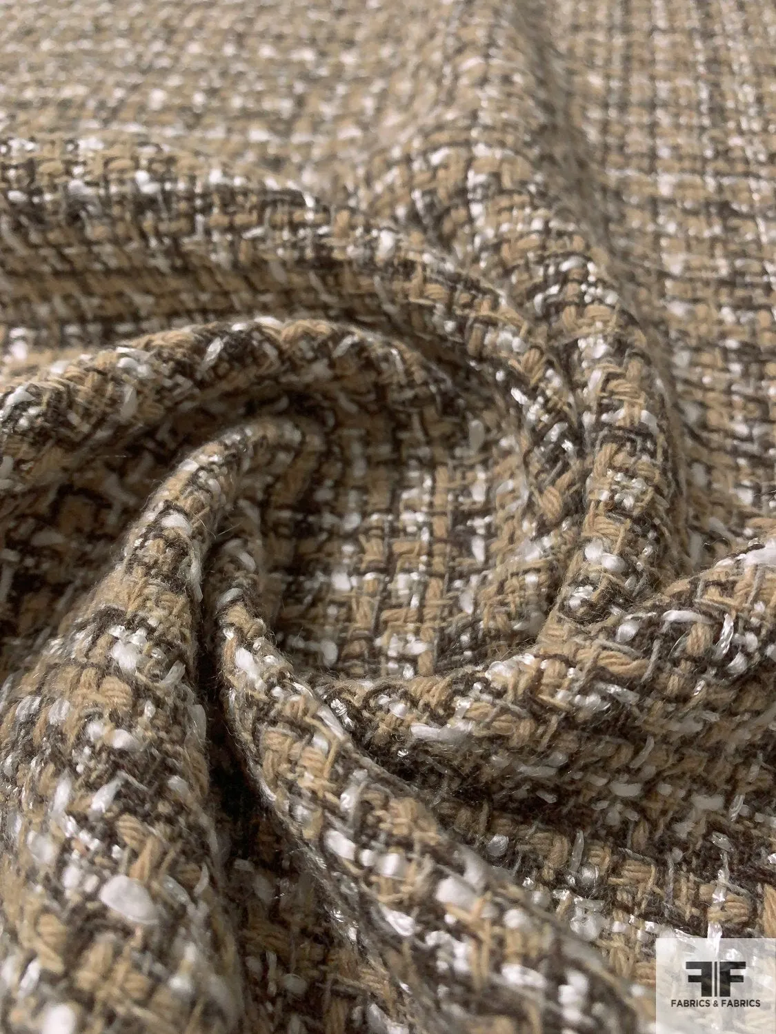 Acrylic Blend Tweed Suiting - Beige / Off-White / Earthy Brown