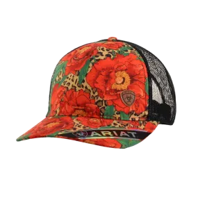 Ariat Ladies Bold Floral & Leopard Red Trucker Cap A300057004