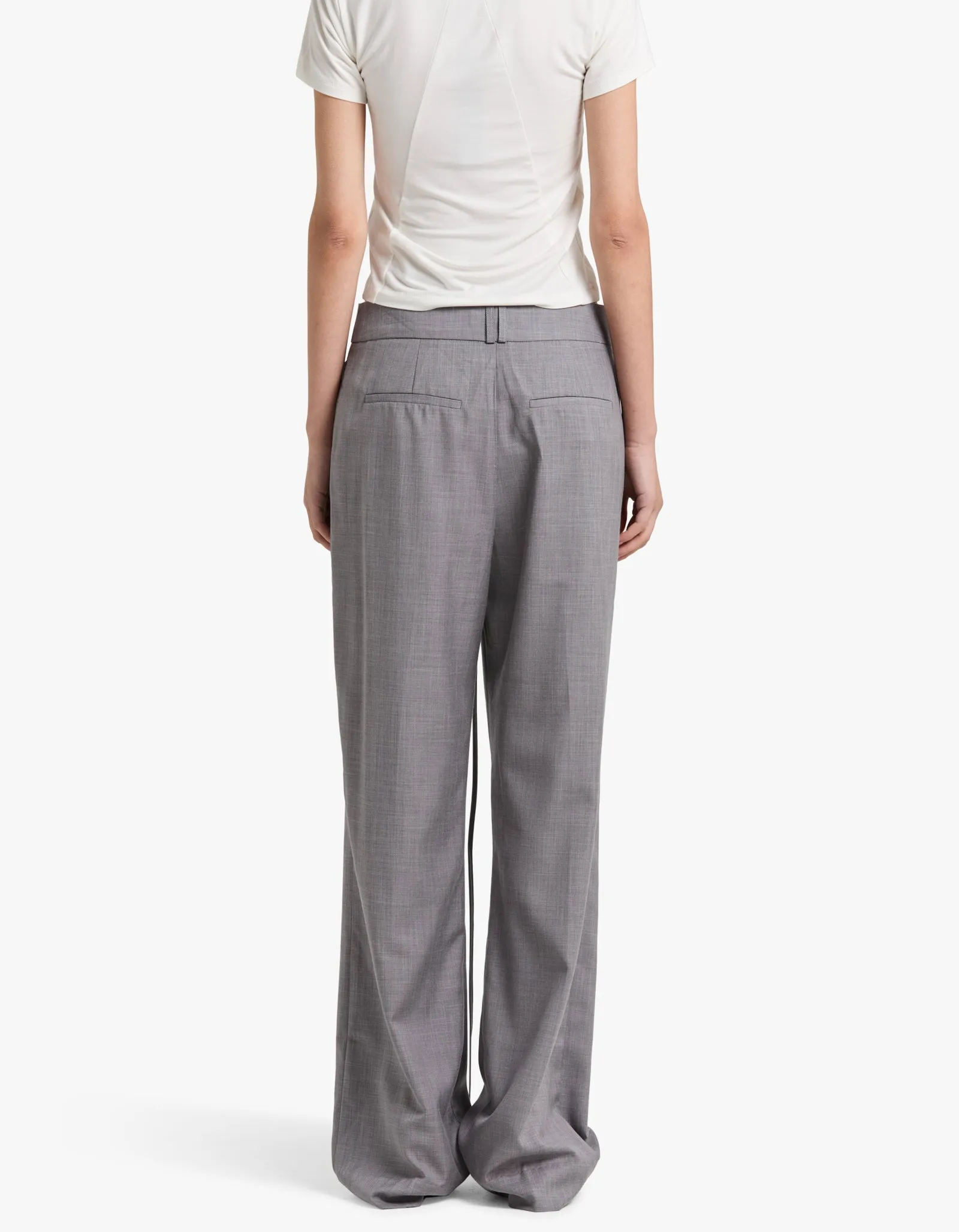 Asher Pleat Front Pant With Tie - Steel Grey