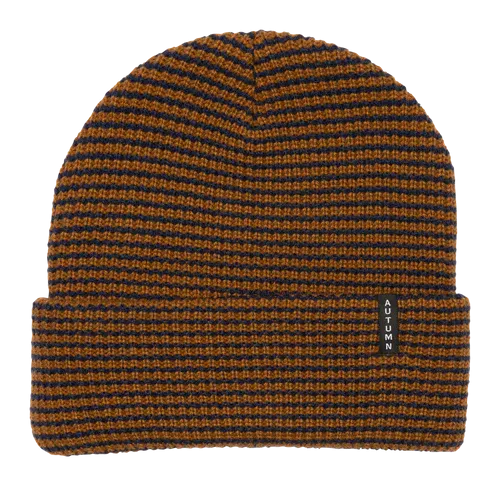 AUTUMN - STRIPE BEANIE WORK BROWN