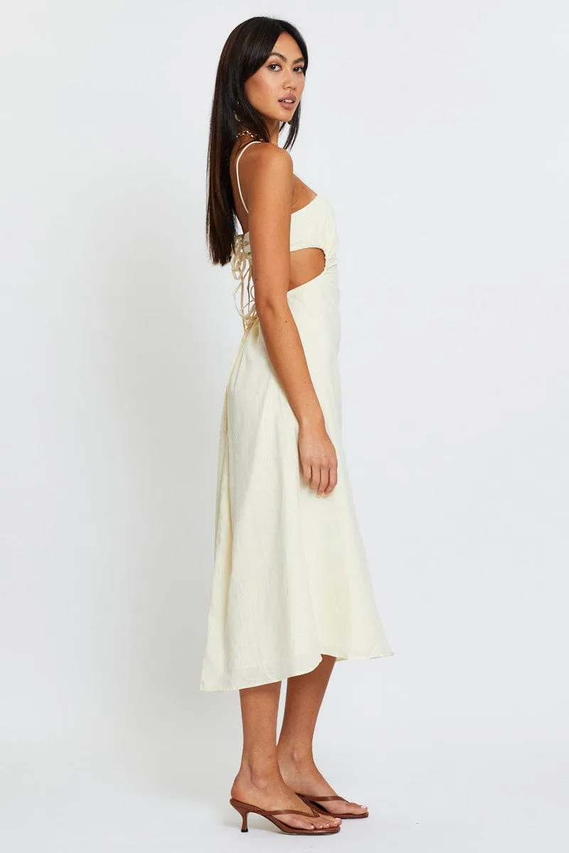 Beige A Line Dress Midi