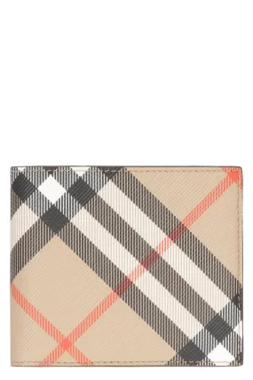 BEIGE CHECK PATTERN FOLDING WALLET