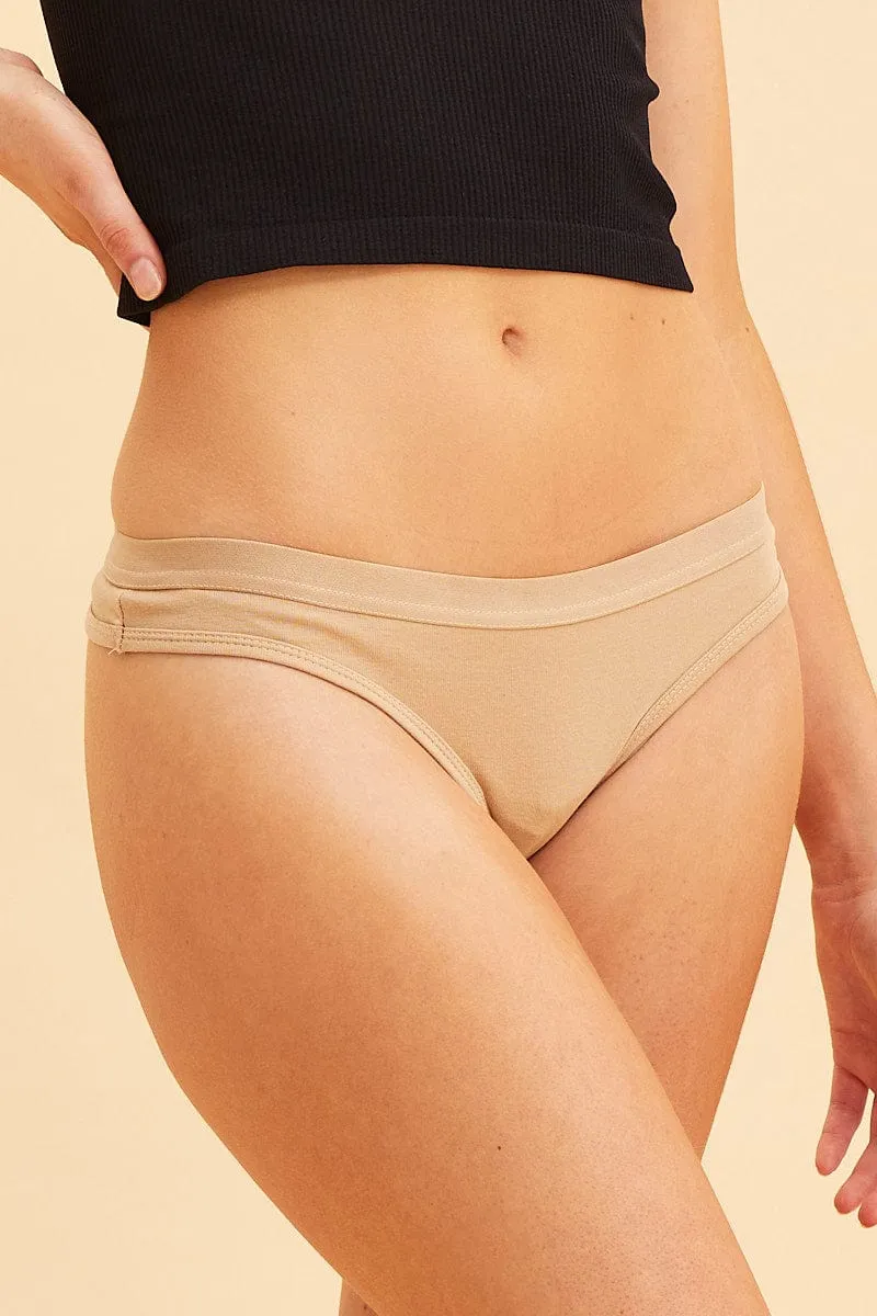 Beige Cotton G-String