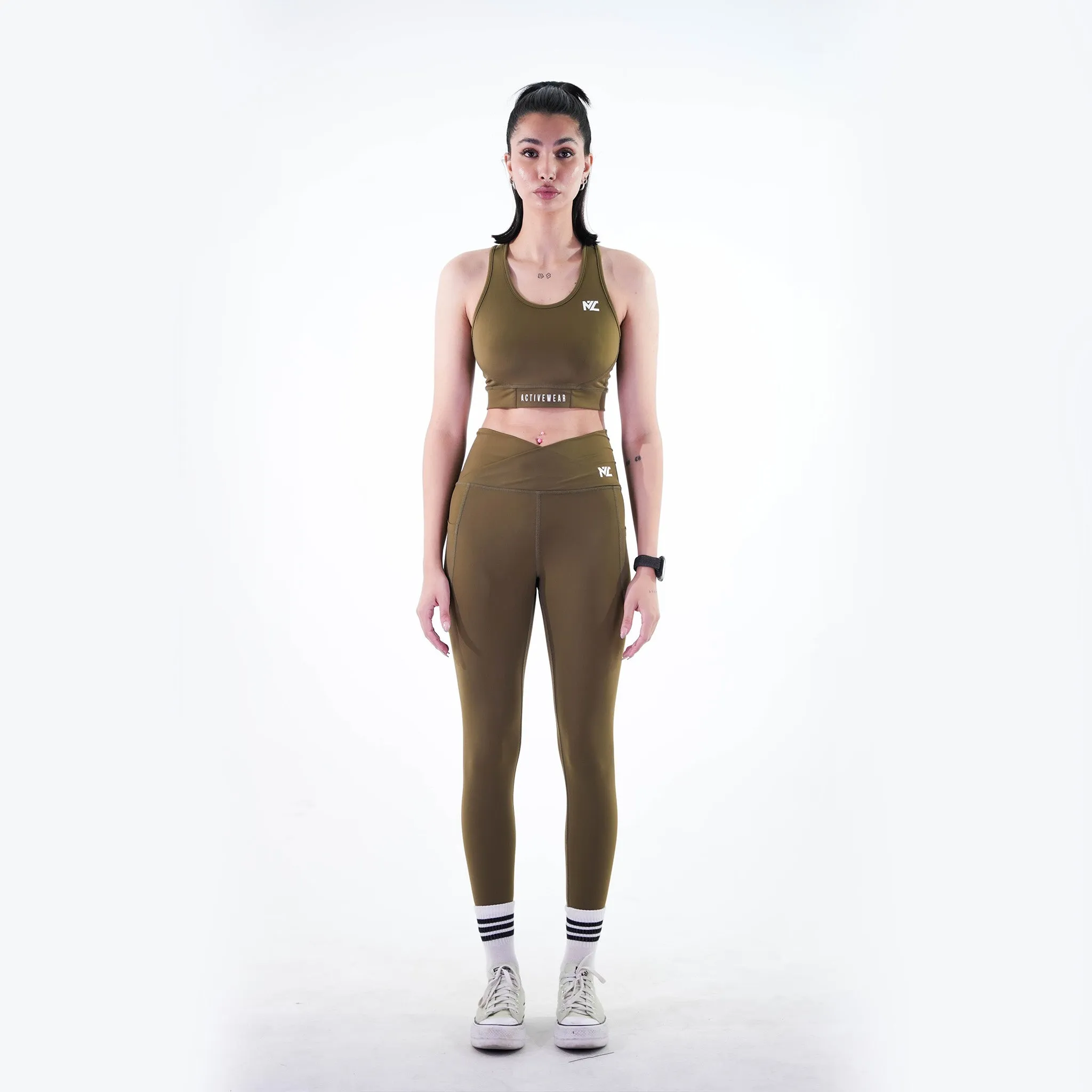 Belt Blend Leggings Olive Green