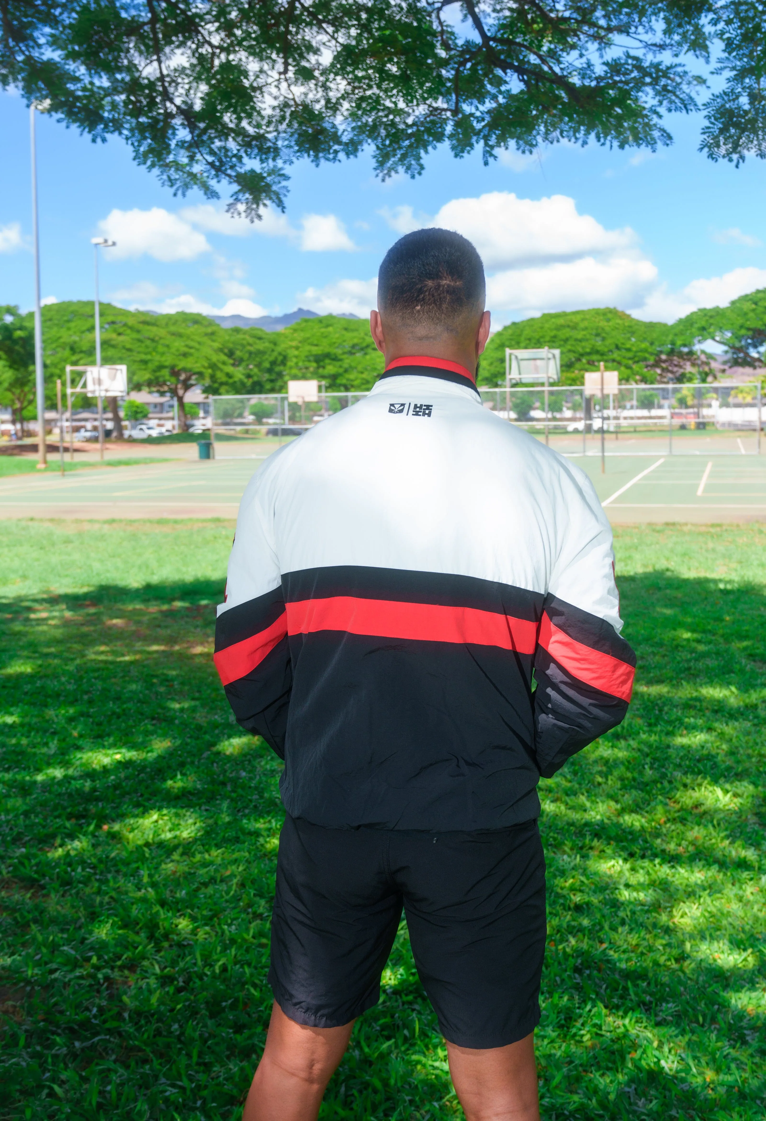 BLACK & RED PULLOVER STARTER JACKET