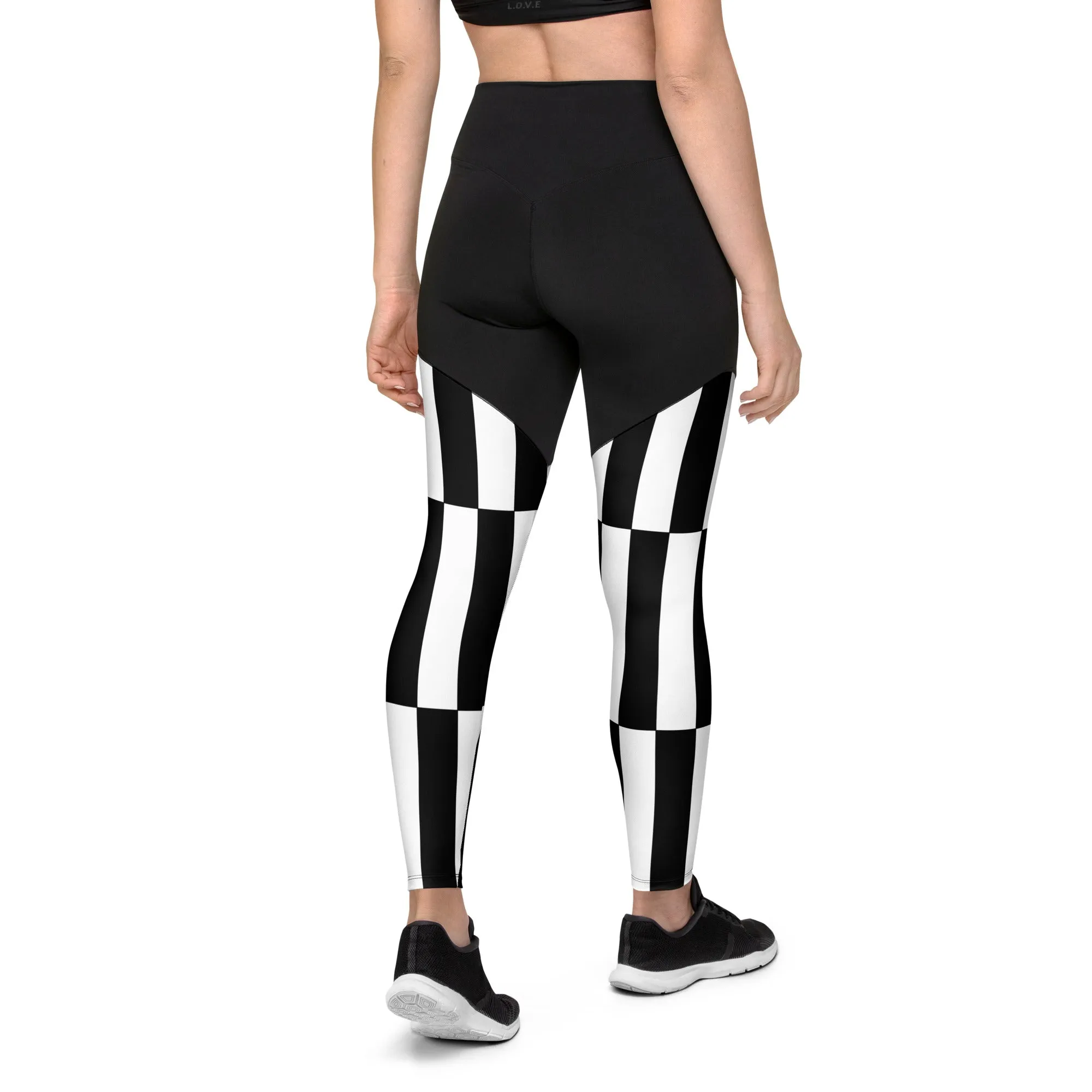 Black and White Optical Illusion Compression Leggings