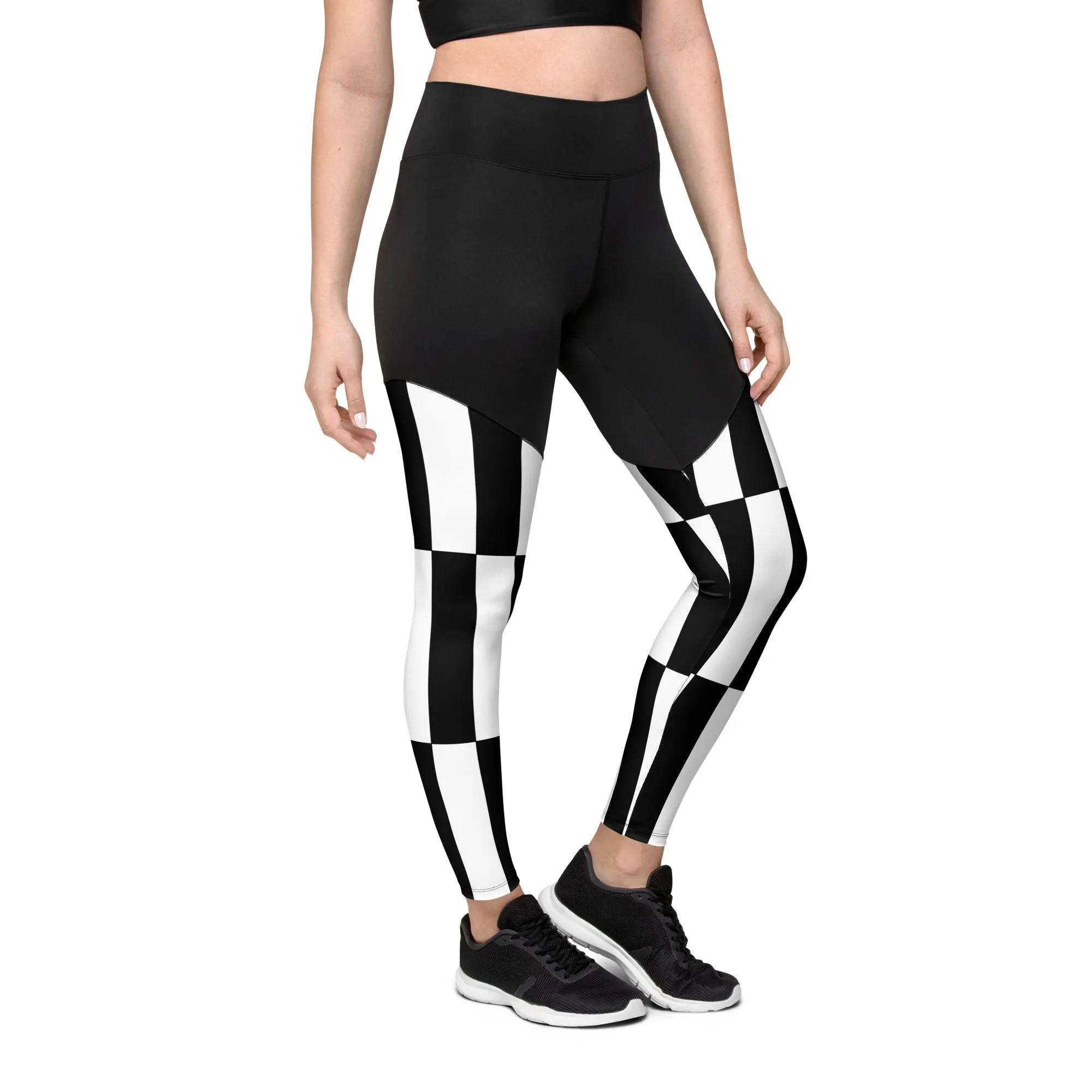 Black and White Optical Illusion Compression Leggings