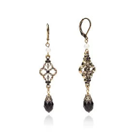 Black Dangle Earrings: Victorian Pearl Drop Earrings