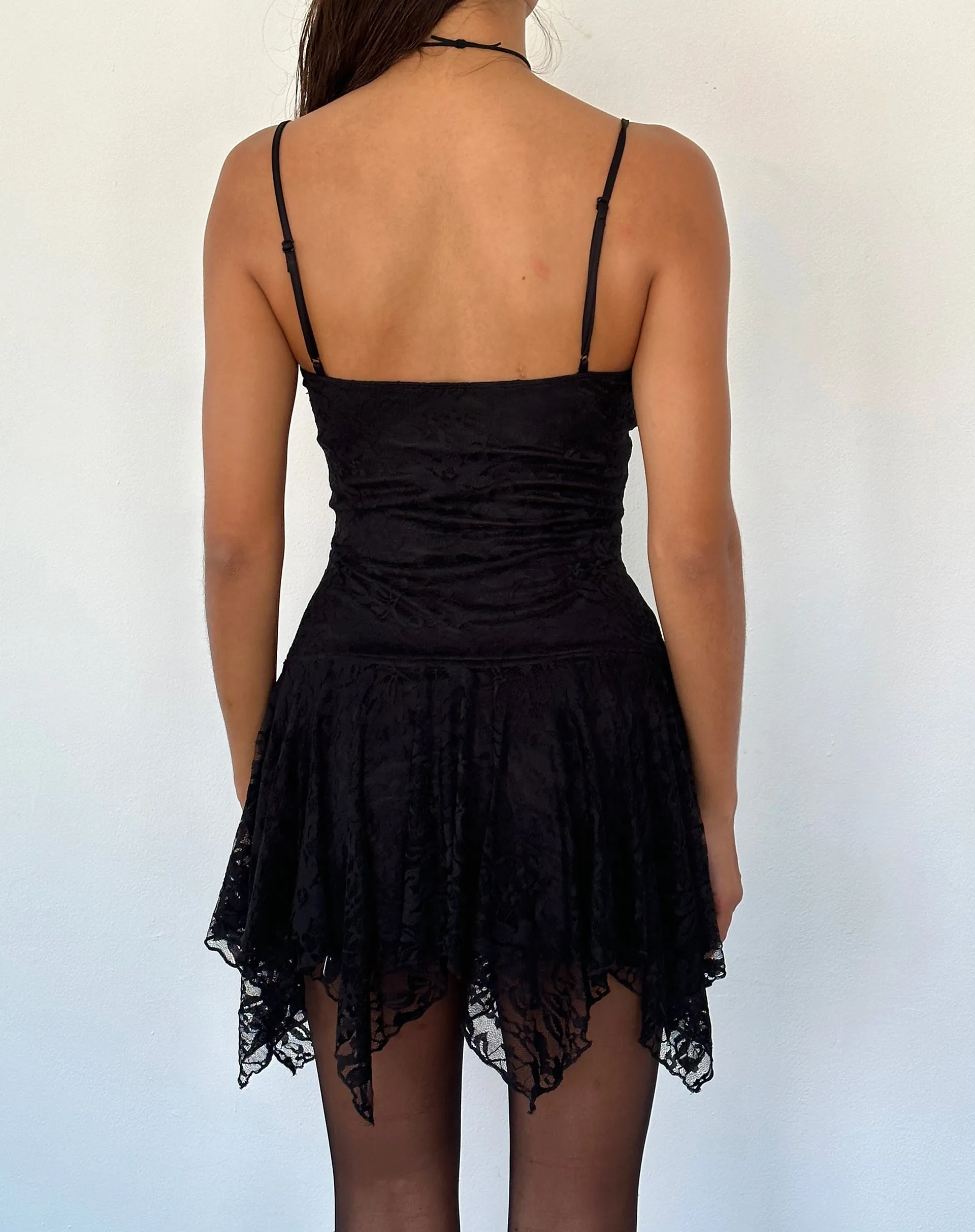 Brilliana Mini Dress in Floral Lace Jet Black