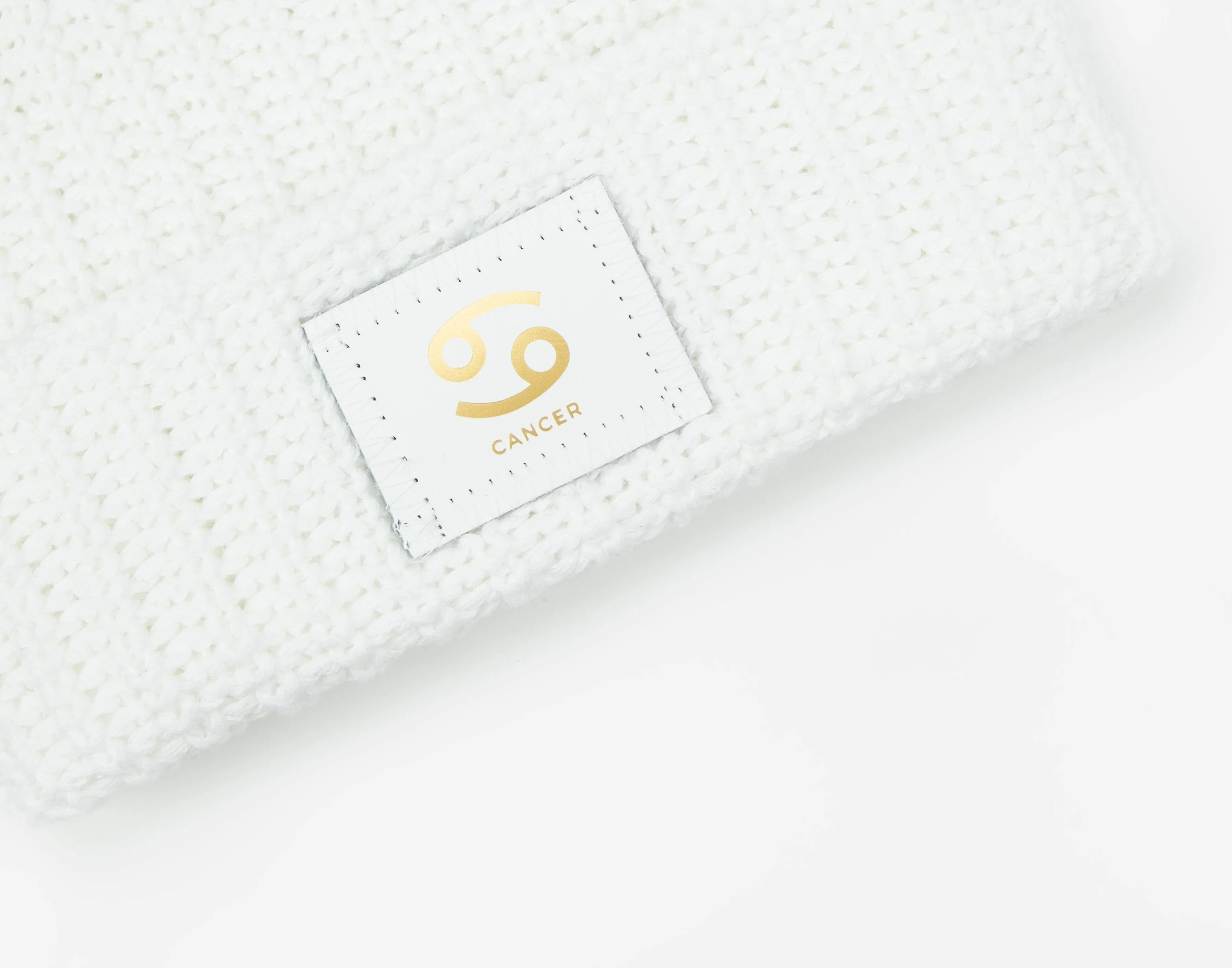 Cancer Zodiac White Pom Beanie