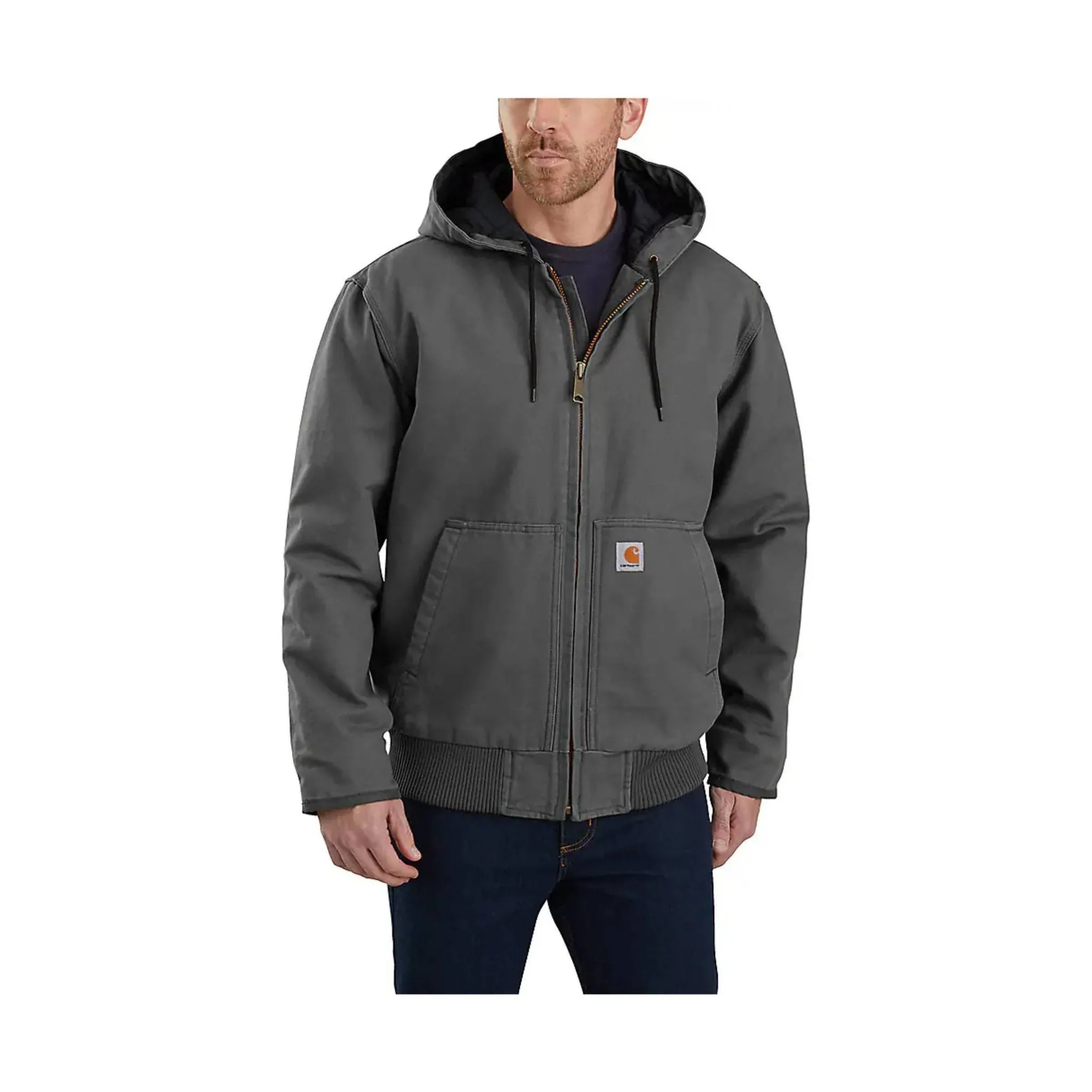 Carhartt Men's Loose Fit Washed Duck Insulated Active Jac - Gravel