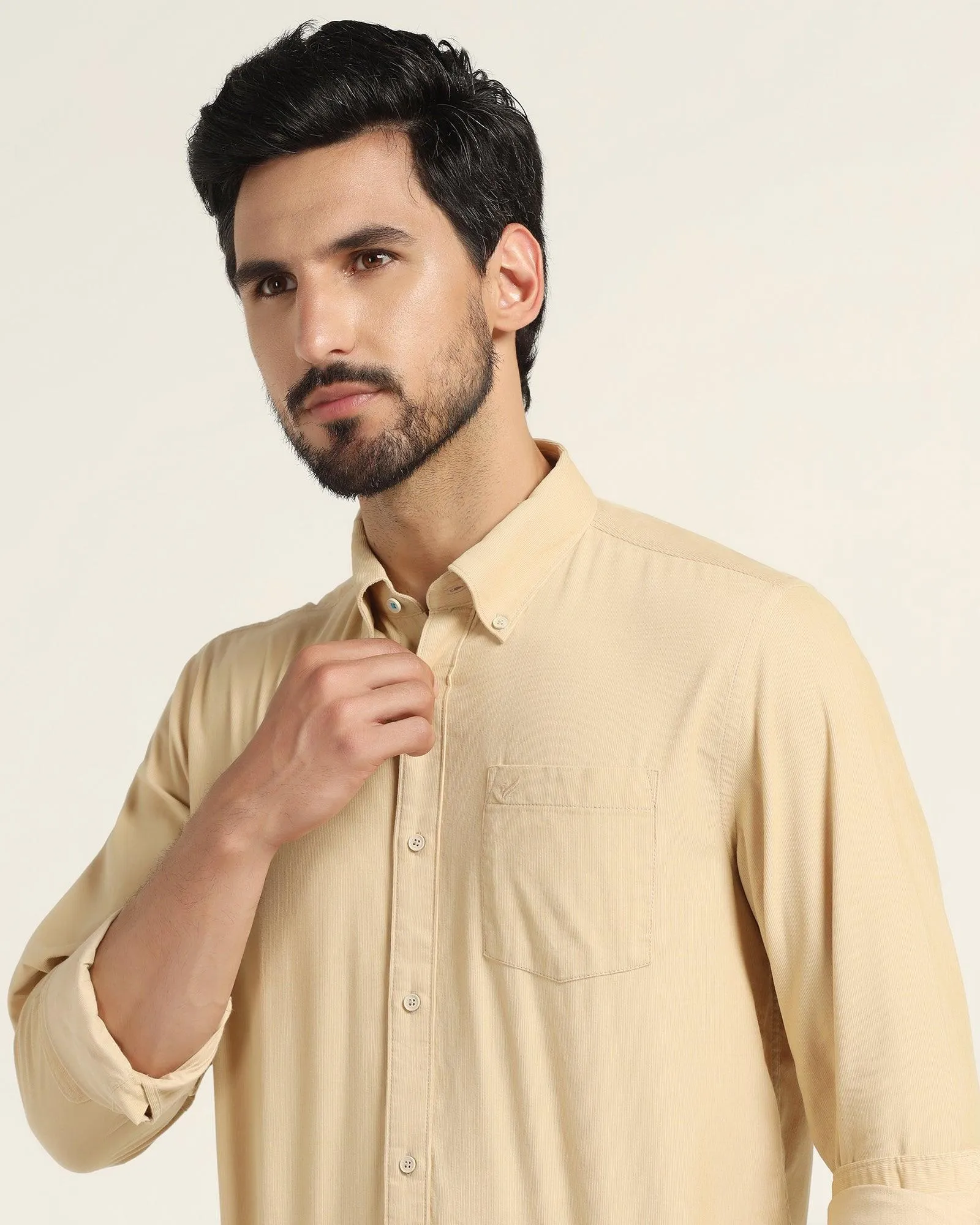 Casual Beige Solid Shirt - Jenga