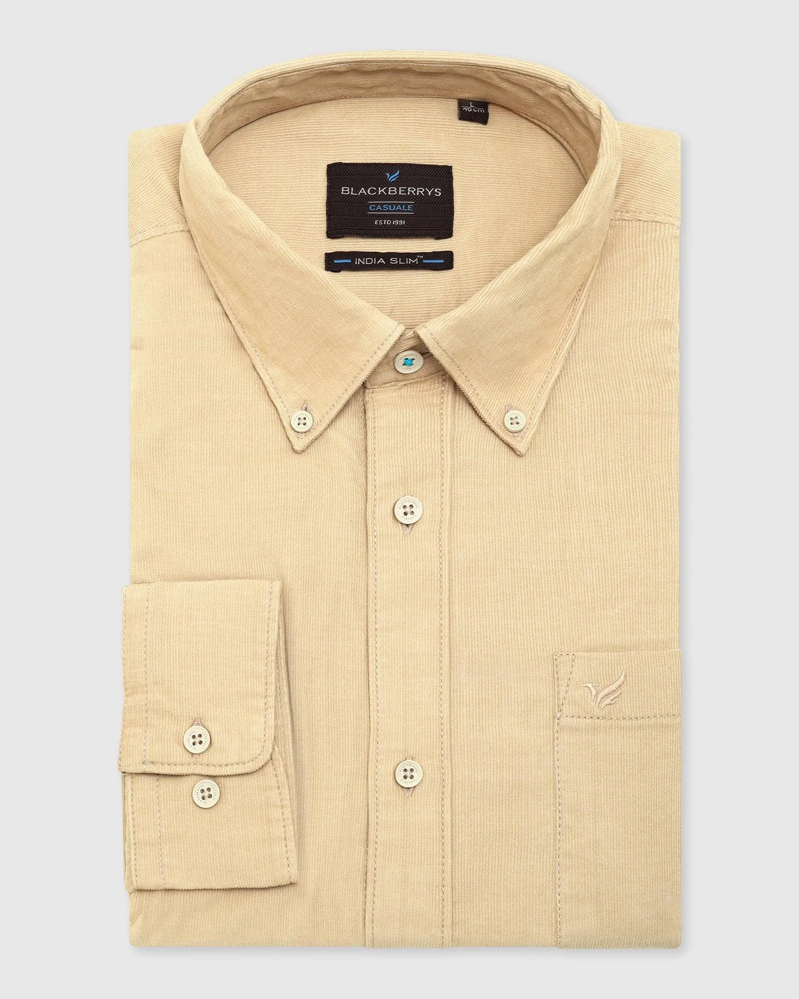 Casual Beige Solid Shirt - Jenga