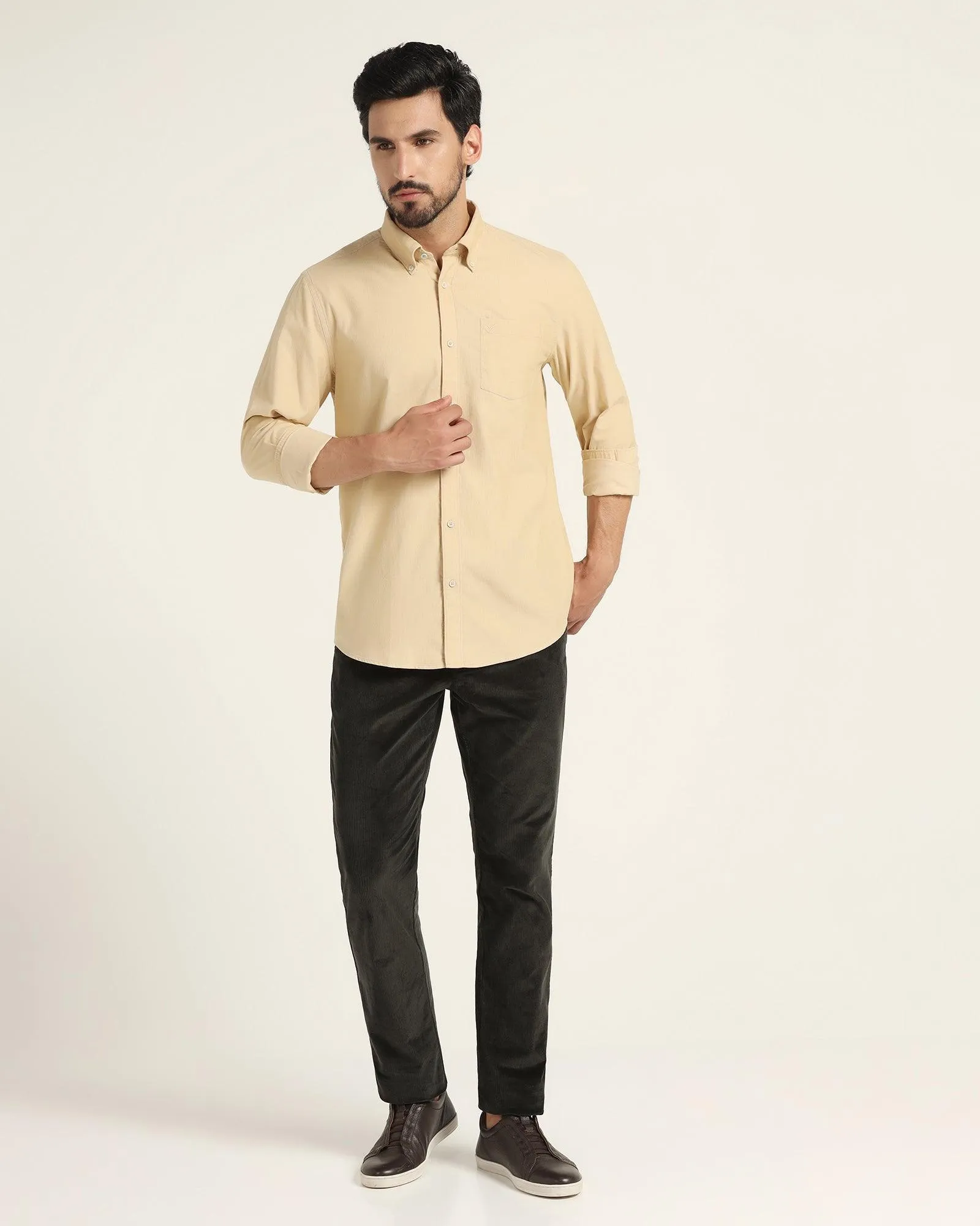 Casual Beige Solid Shirt - Jenga