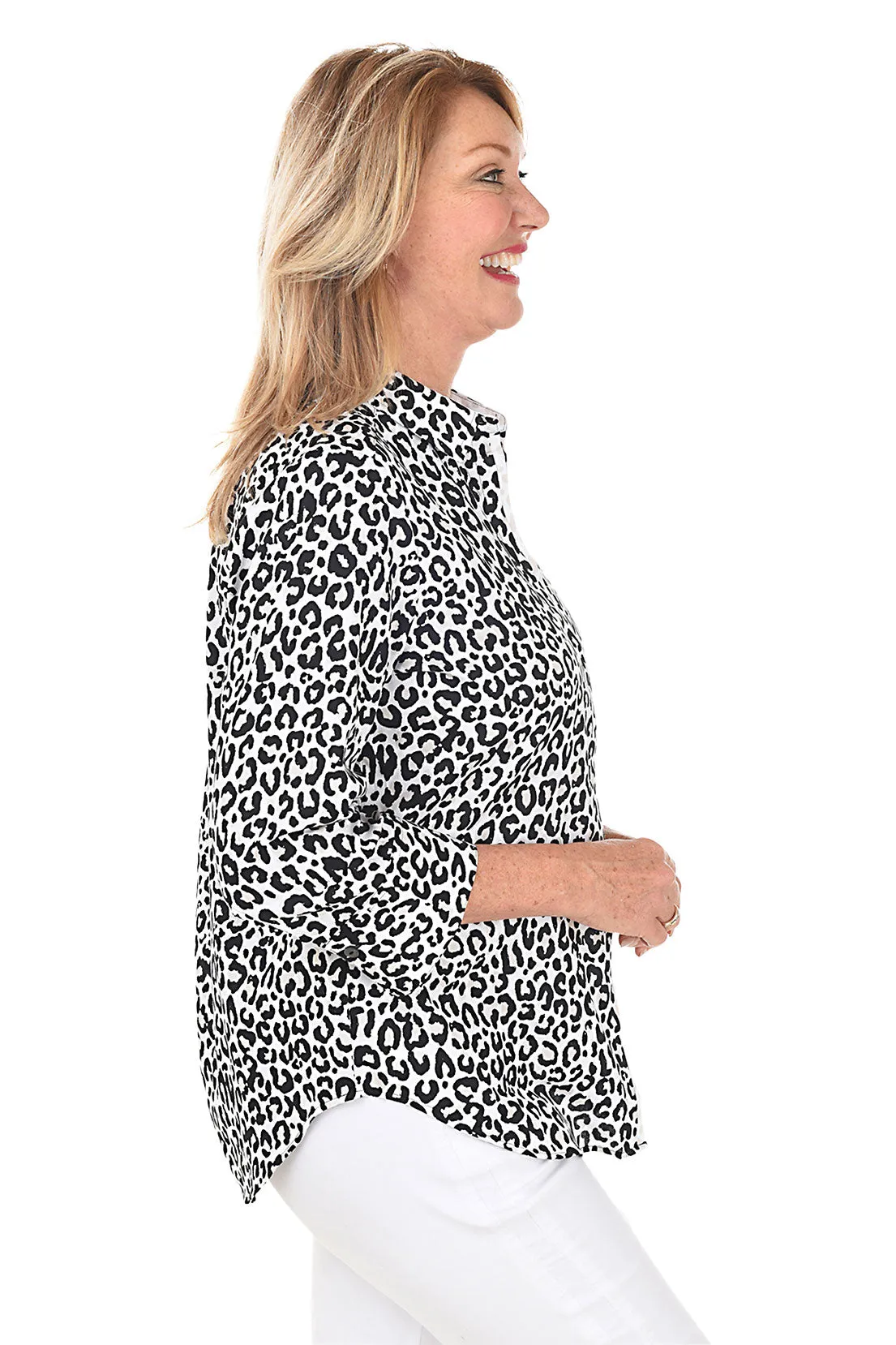 Charlie Leopard Button-Front Shirt