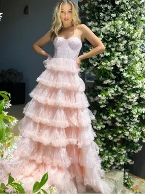 Charming Sweetheart A-line Tulle Long Prom Dresses, PDS0172