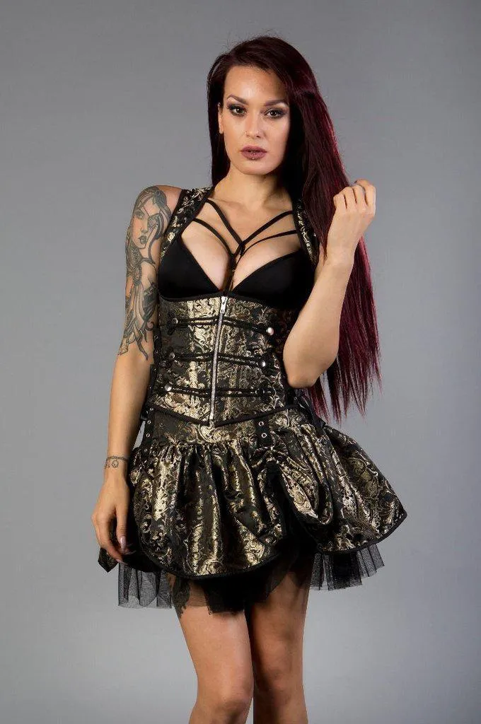 Circus Underbust Halter Corset In King Brocade