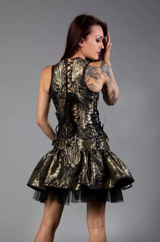 Circus Underbust Halter Corset In King Brocade