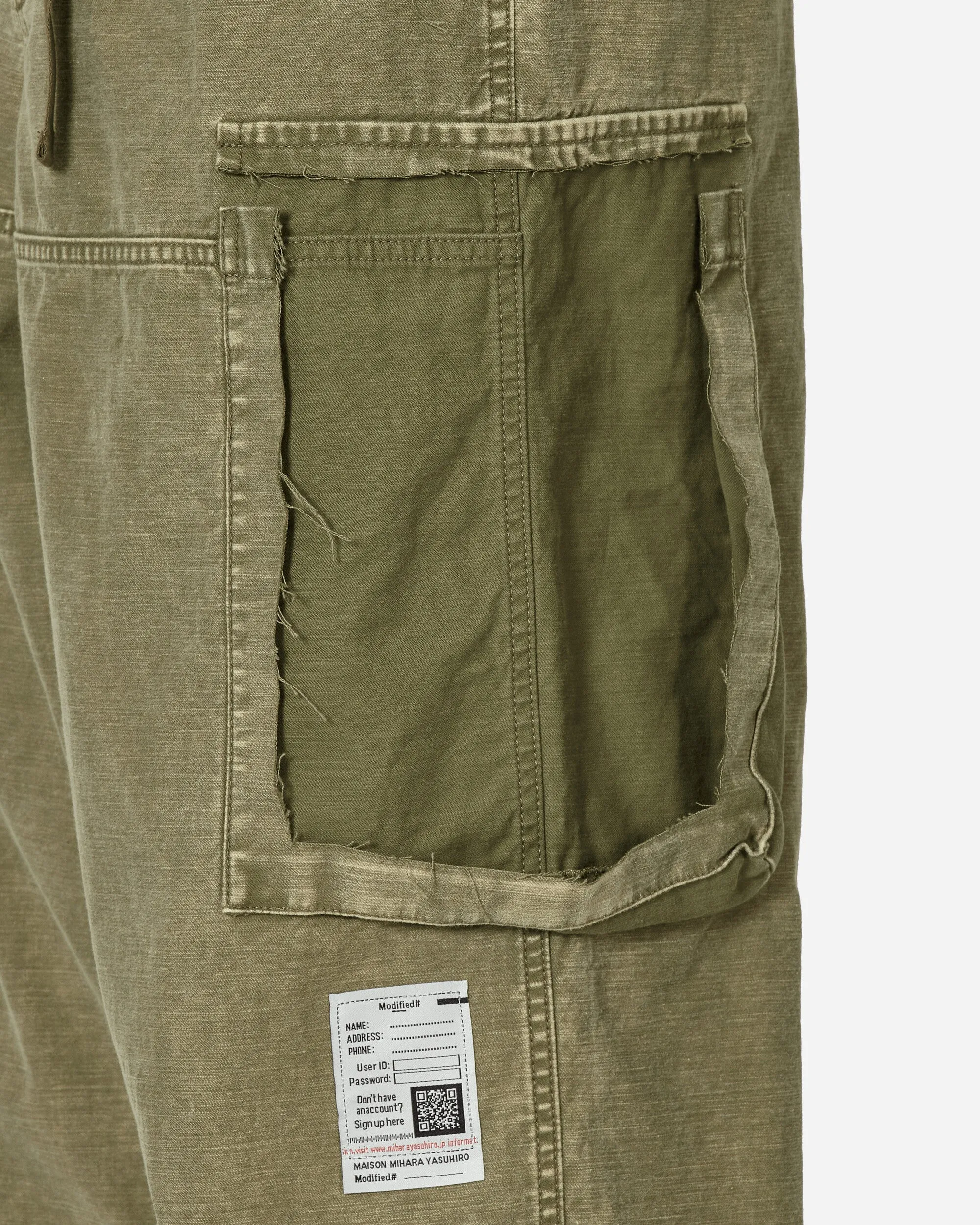 Cotton Satin Cargo Trousers Khaki