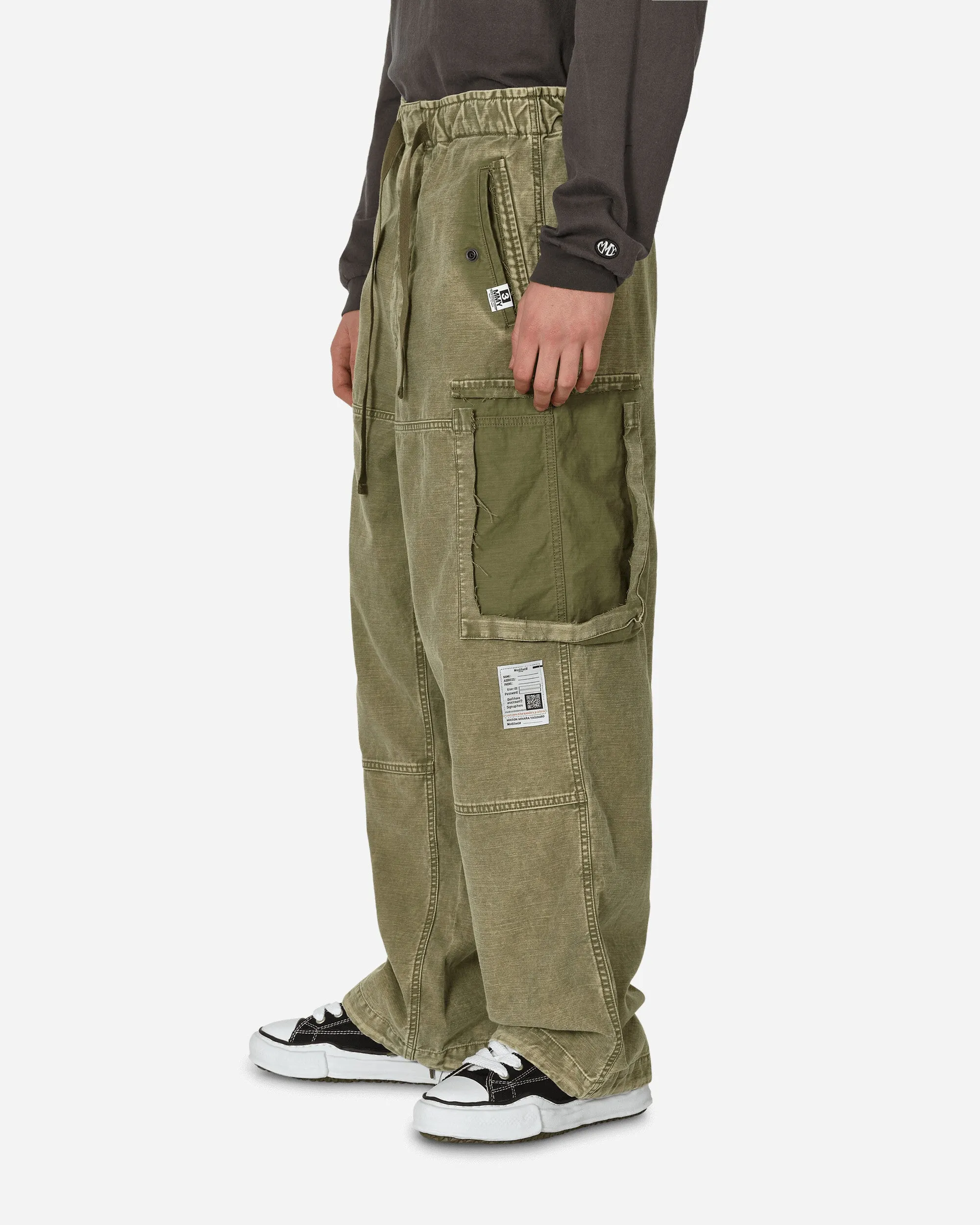 Cotton Satin Cargo Trousers Khaki