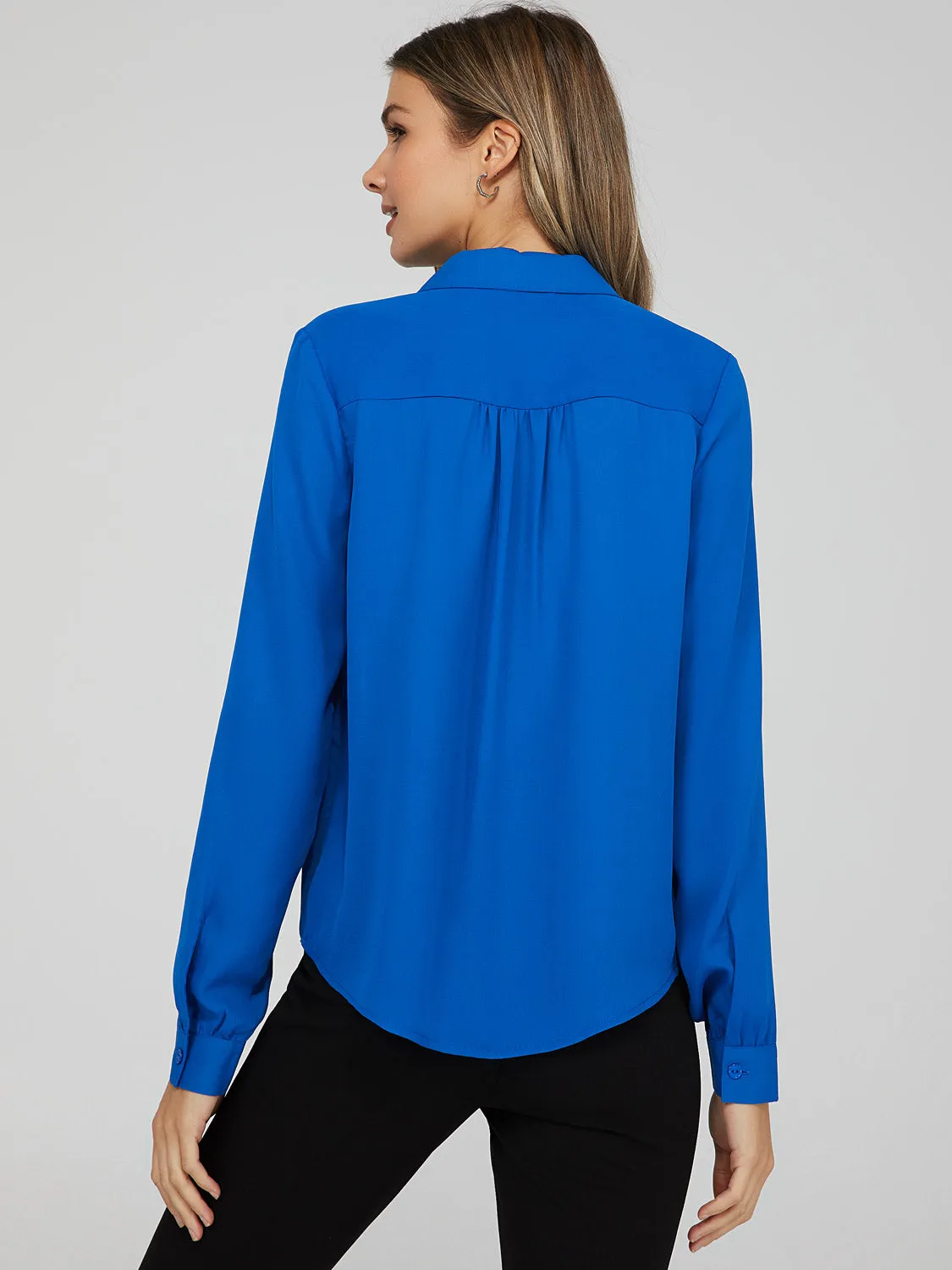 Crepe Chiffon Button-Down Blouse