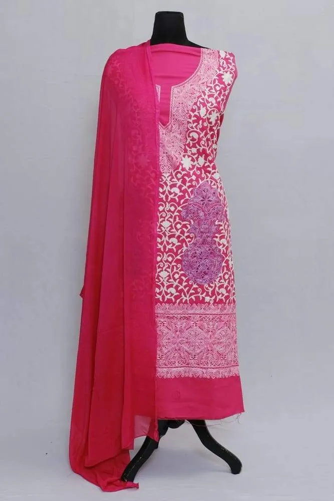 Dark Pink Color Designer Aari Work  Choli With Running Jaal Pattern