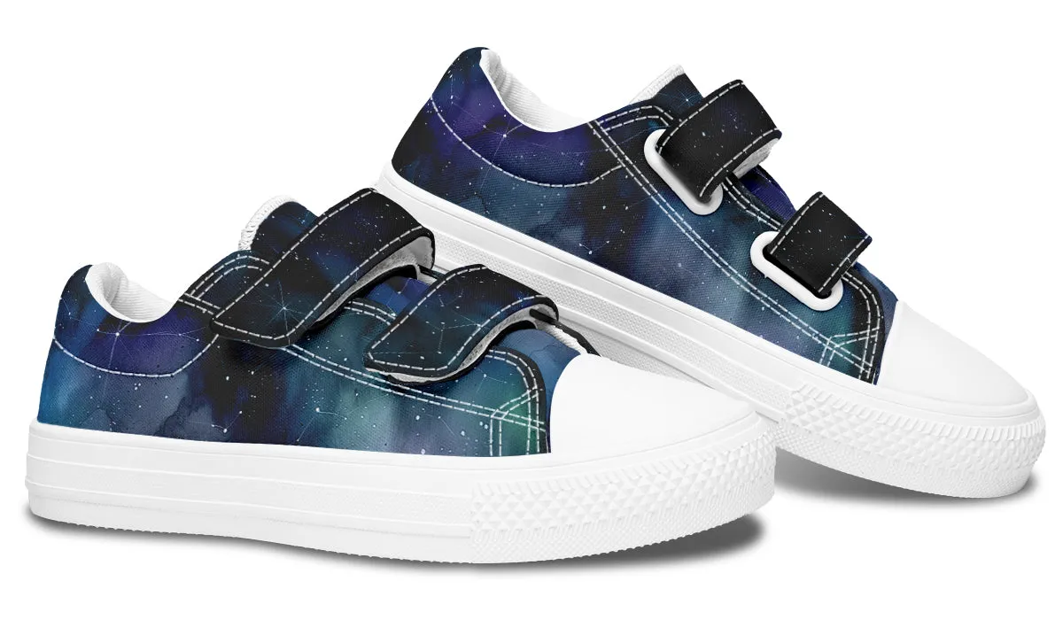 Deep Blue Kids Low Tops - Easy Strap Canvas Kids Shoes with Durable Rubber Soles