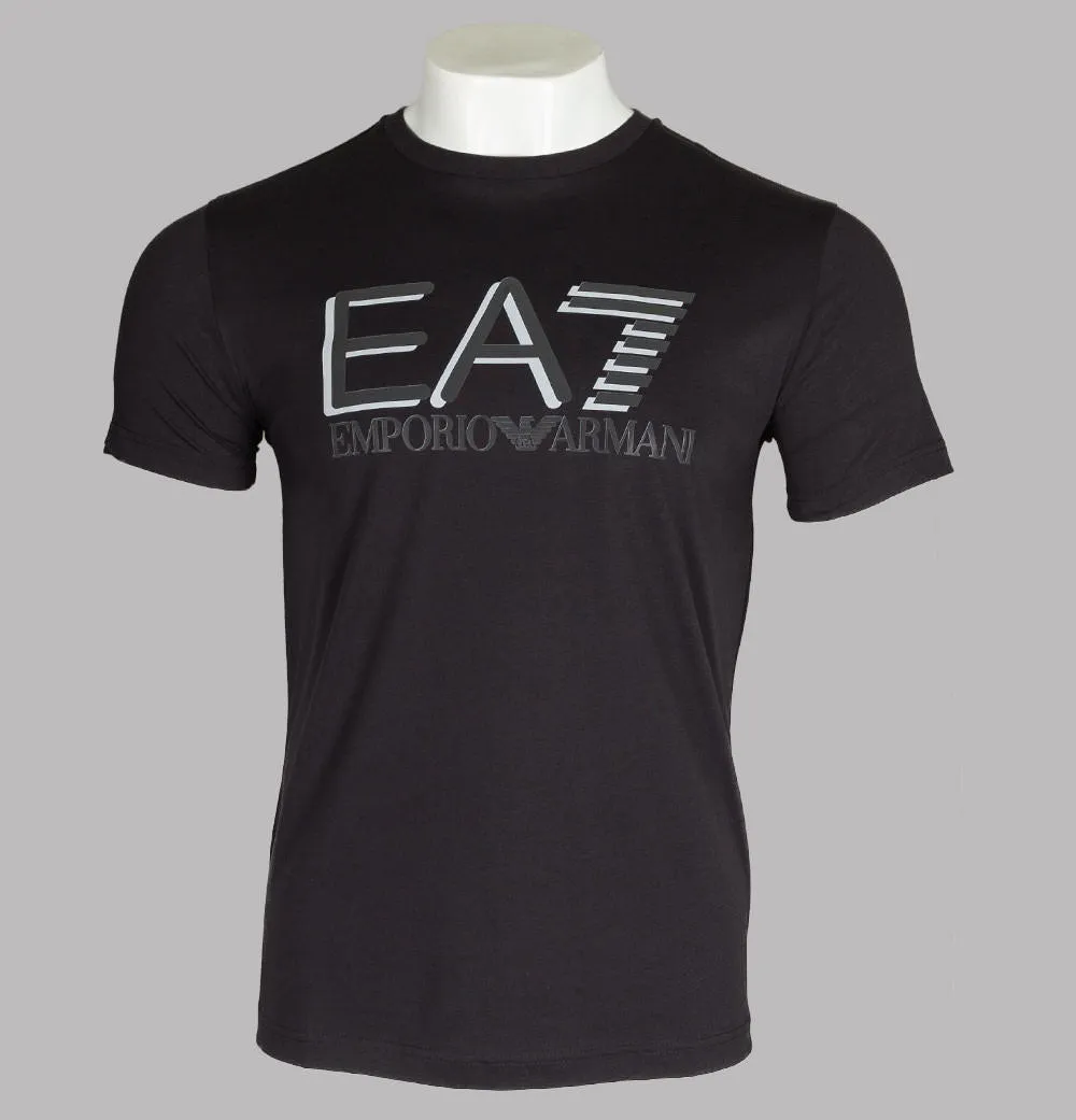 EA7 Large Chest Tipped Logo T-Shirt Black