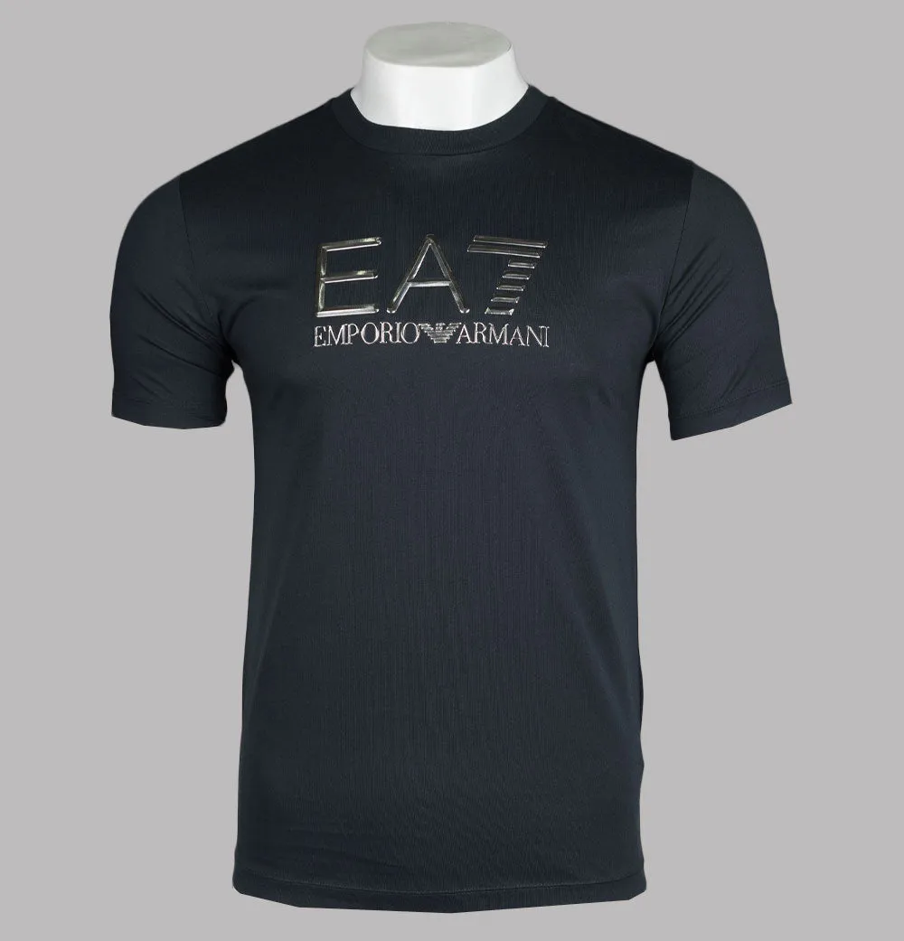 EA7 Metallic Logo T-Shirt Night Blue