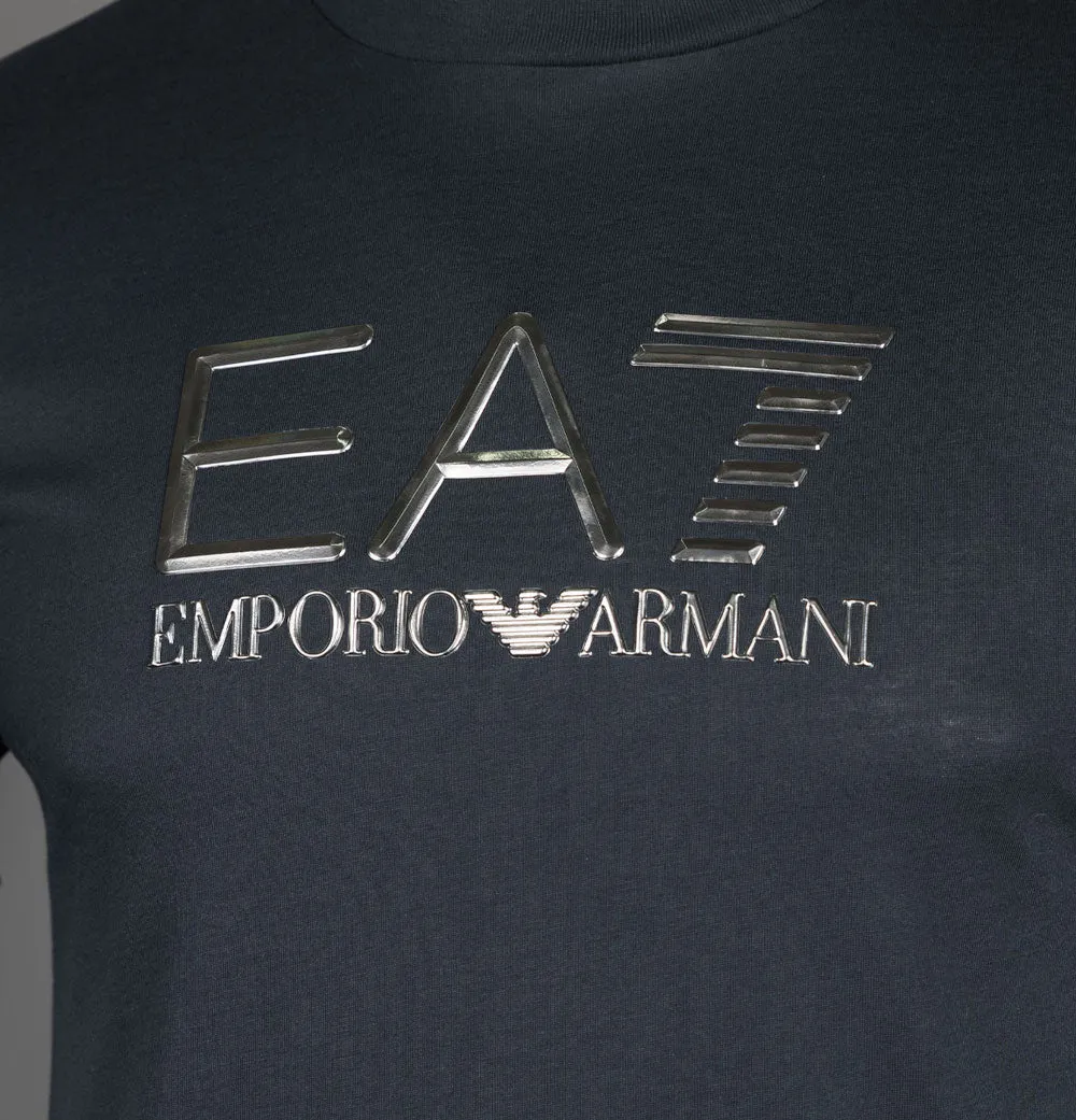 EA7 Metallic Logo T-Shirt Night Blue