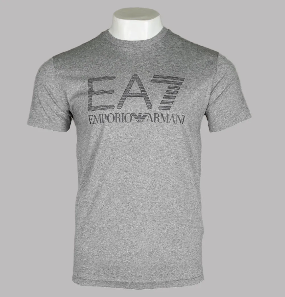 EA7 Rubberised Textured Logo T-Shirt Medium Grey