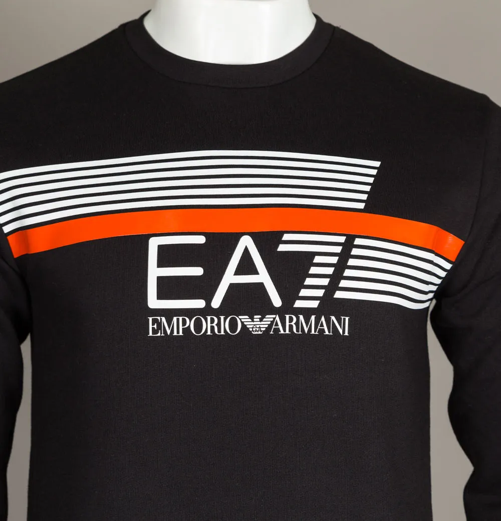 EA7 Stripe Lines Logo Sweatshirt Black