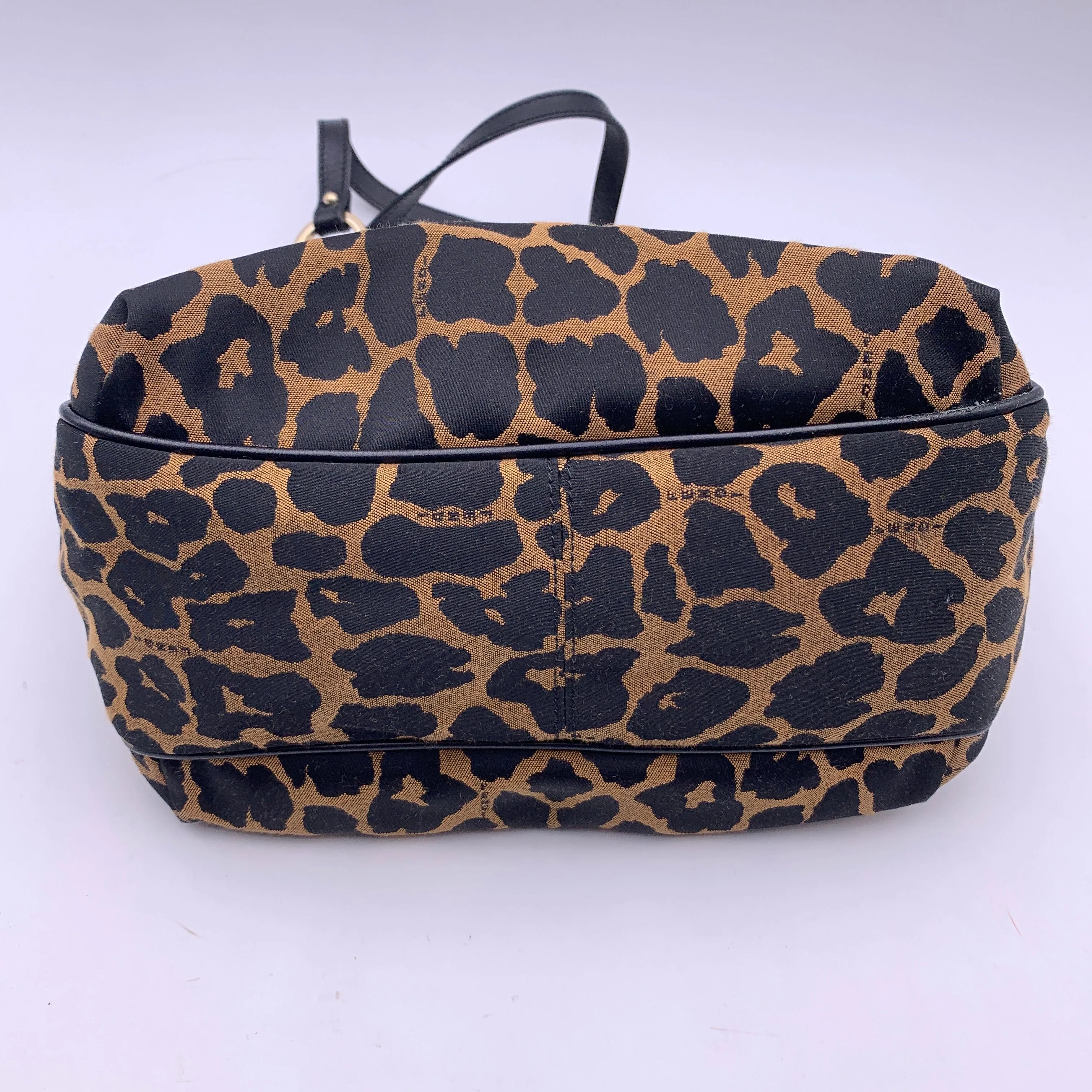 Fendi Animalier Leopard Canvas Tote Shopping Bag Handbag