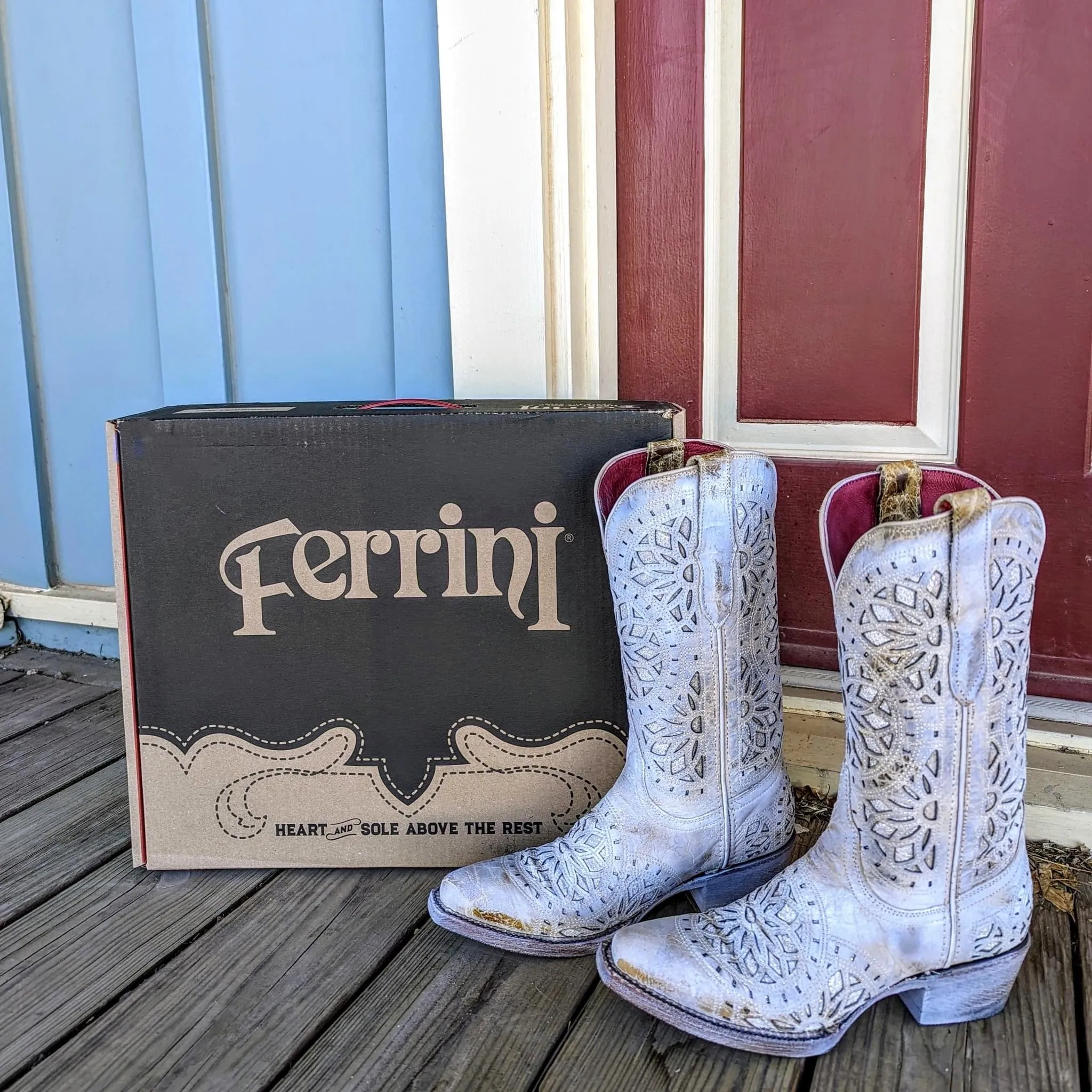 Ferrini Ladies Mandala Handcrafted Shabby Chic Cowboy Boots