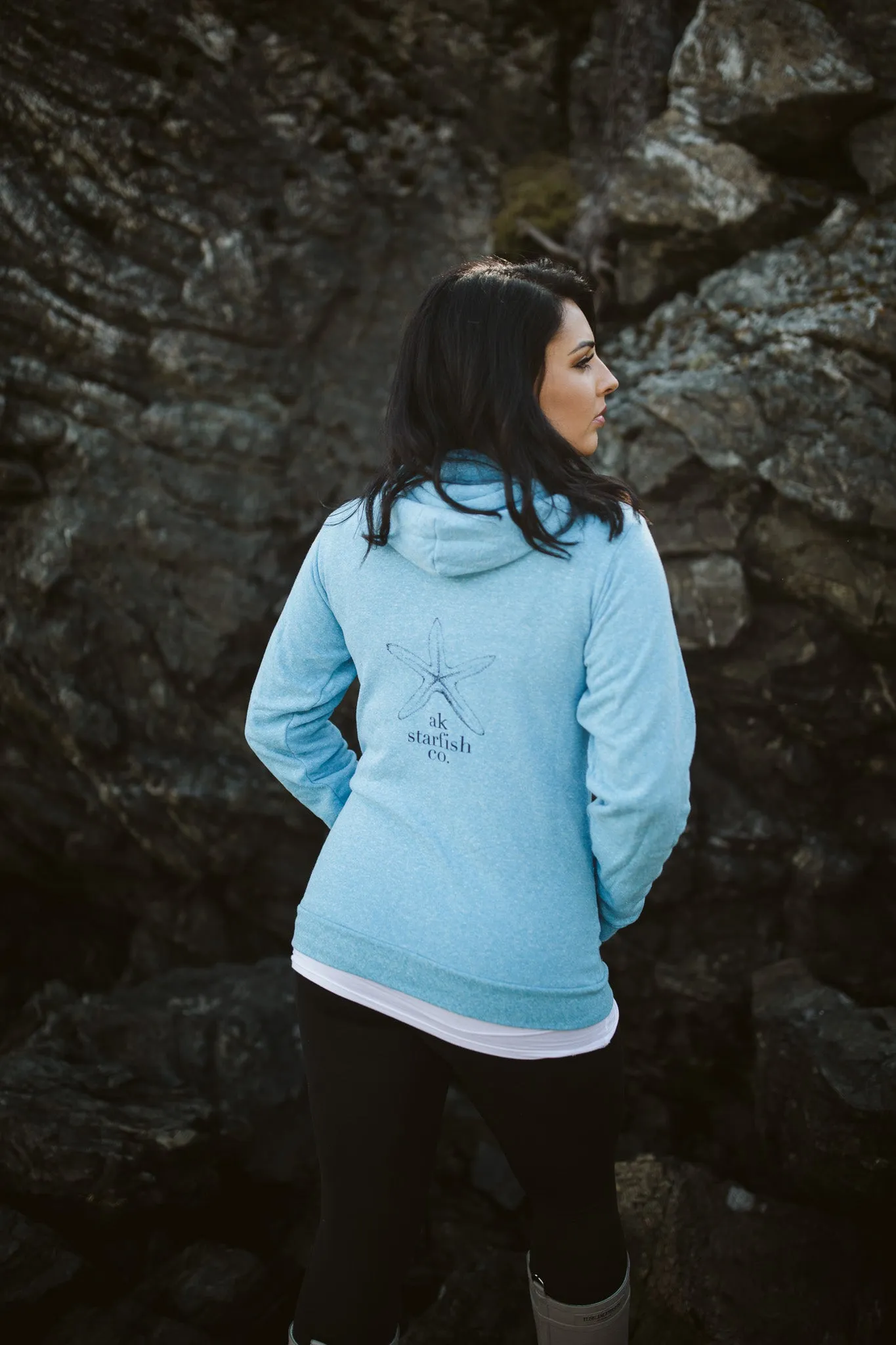 Forgetmenot Blue AK Starfish Co. Triblend Zipped Hoody