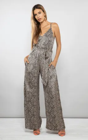 Gabriella Jumpsuit in Beige Leopard