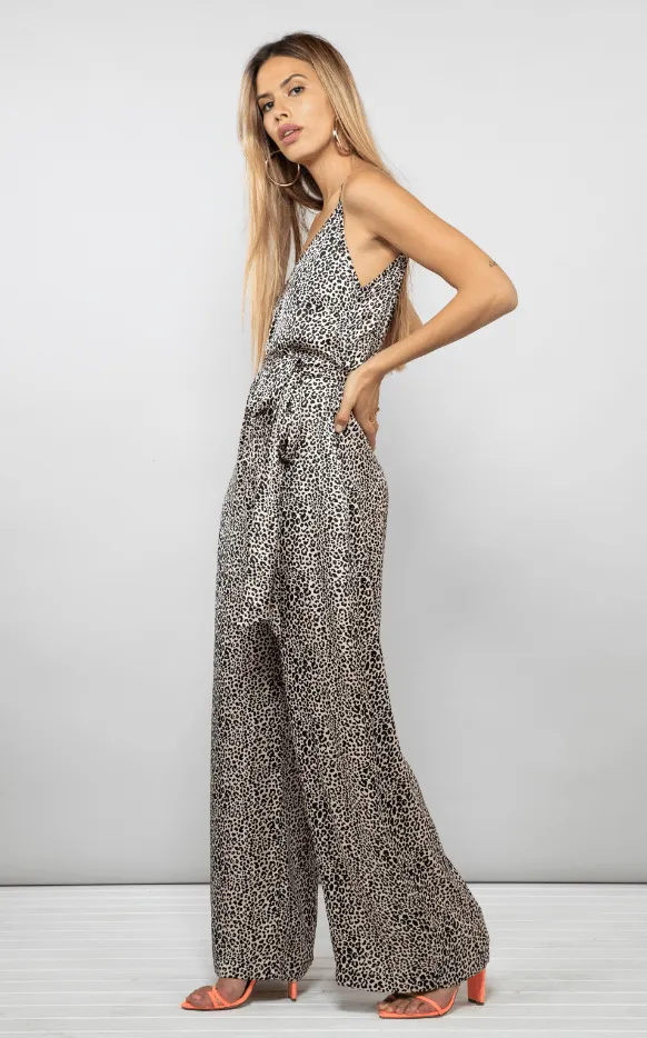 Gabriella Jumpsuit in Beige Leopard