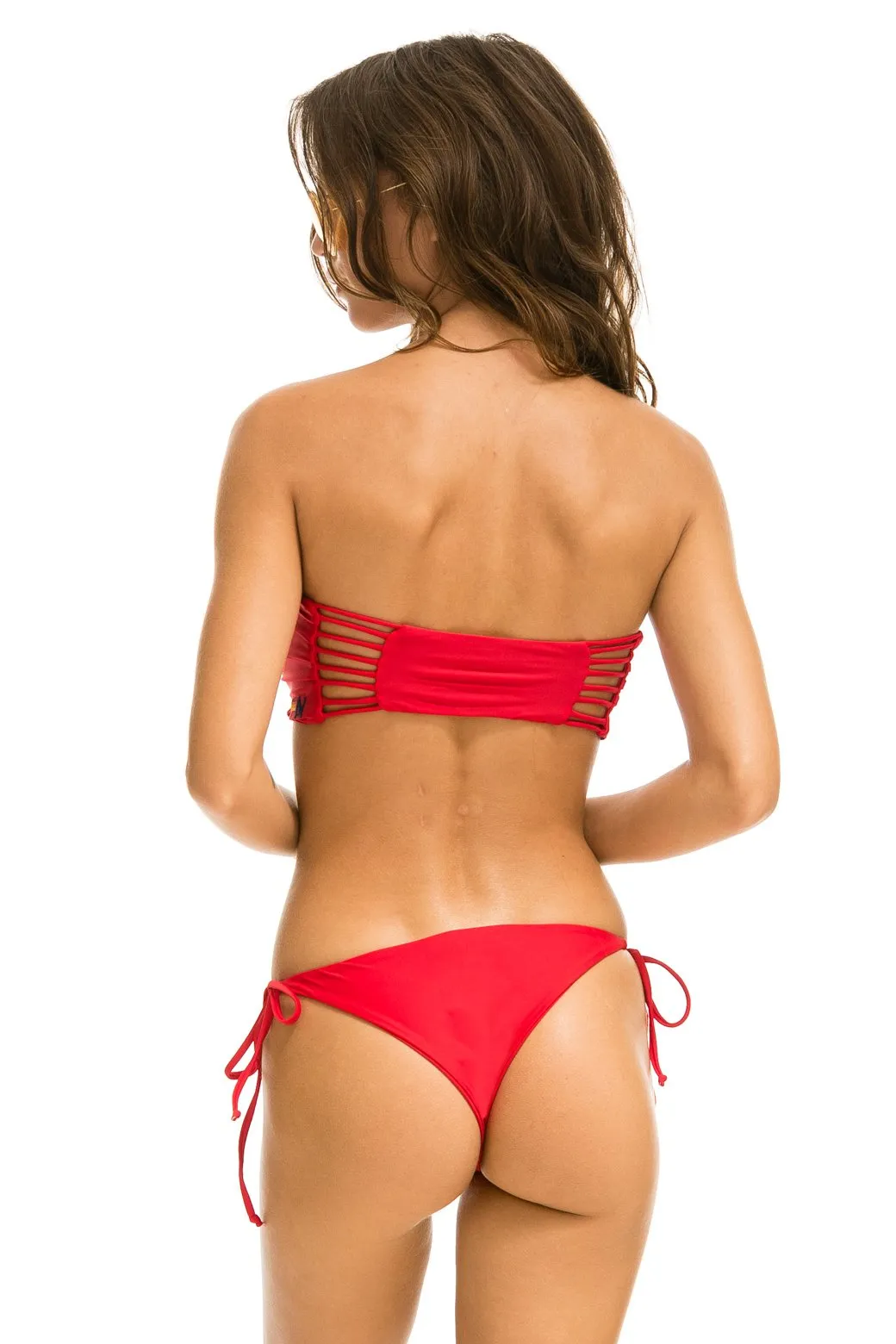 GATHERED BANDEAU BIKINI TOP - RED