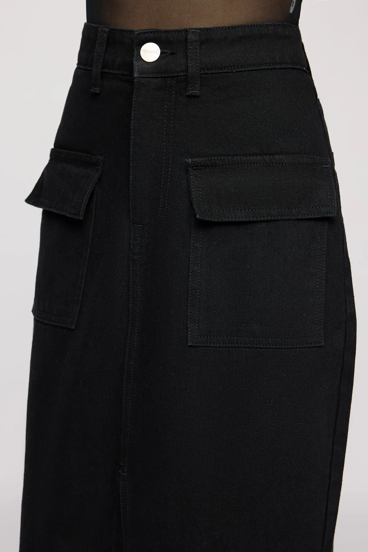 Gothic Black Front Slit Denim Skirt