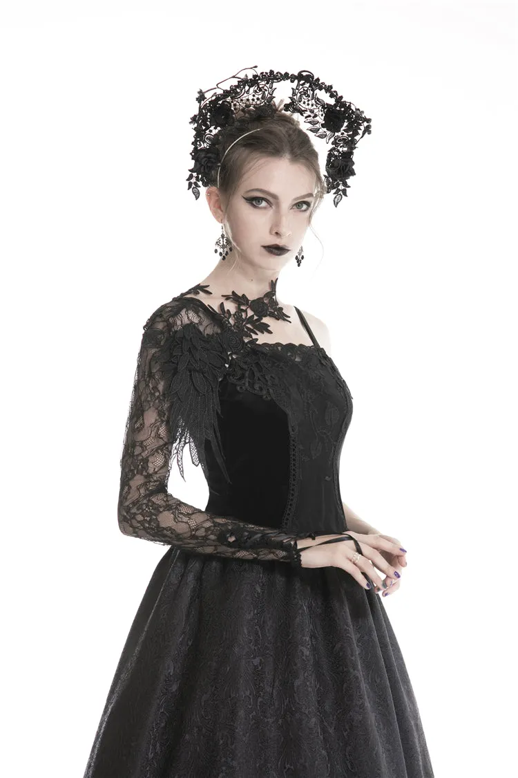 Gothic women half lace sleeves with flowers AGL006