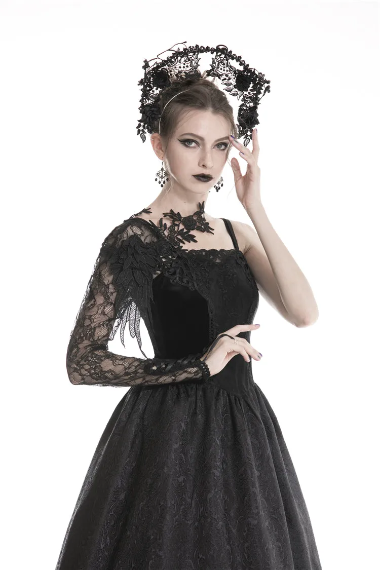 Gothic women half lace sleeves with flowers AGL006