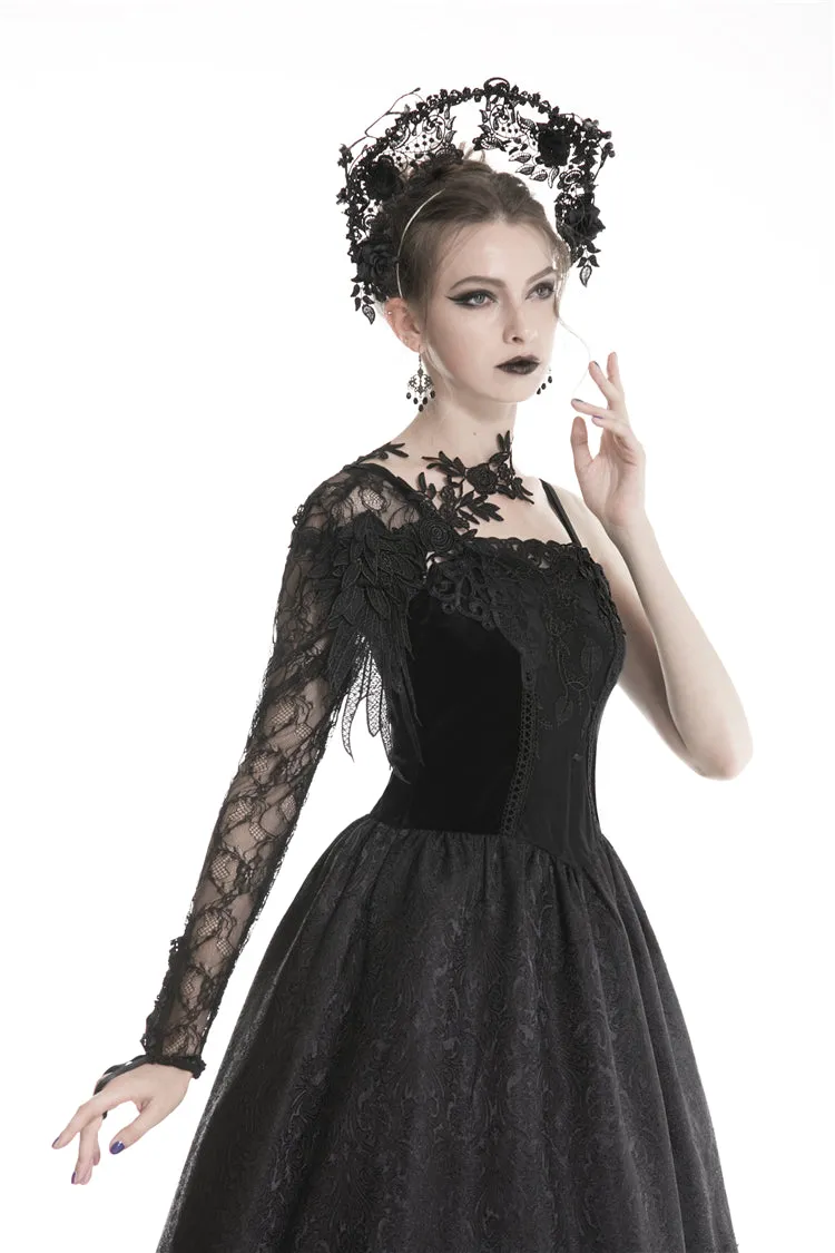 Gothic women half lace sleeves with flowers AGL006