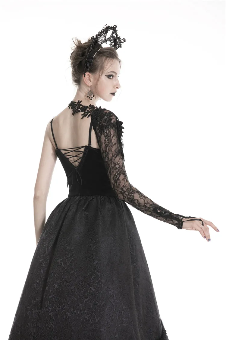 Gothic women half lace sleeves with flowers AGL006