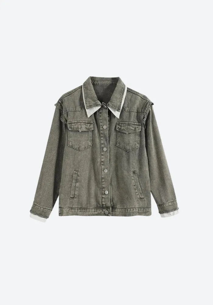 Grunge Button Up Oversized Denim Jacket